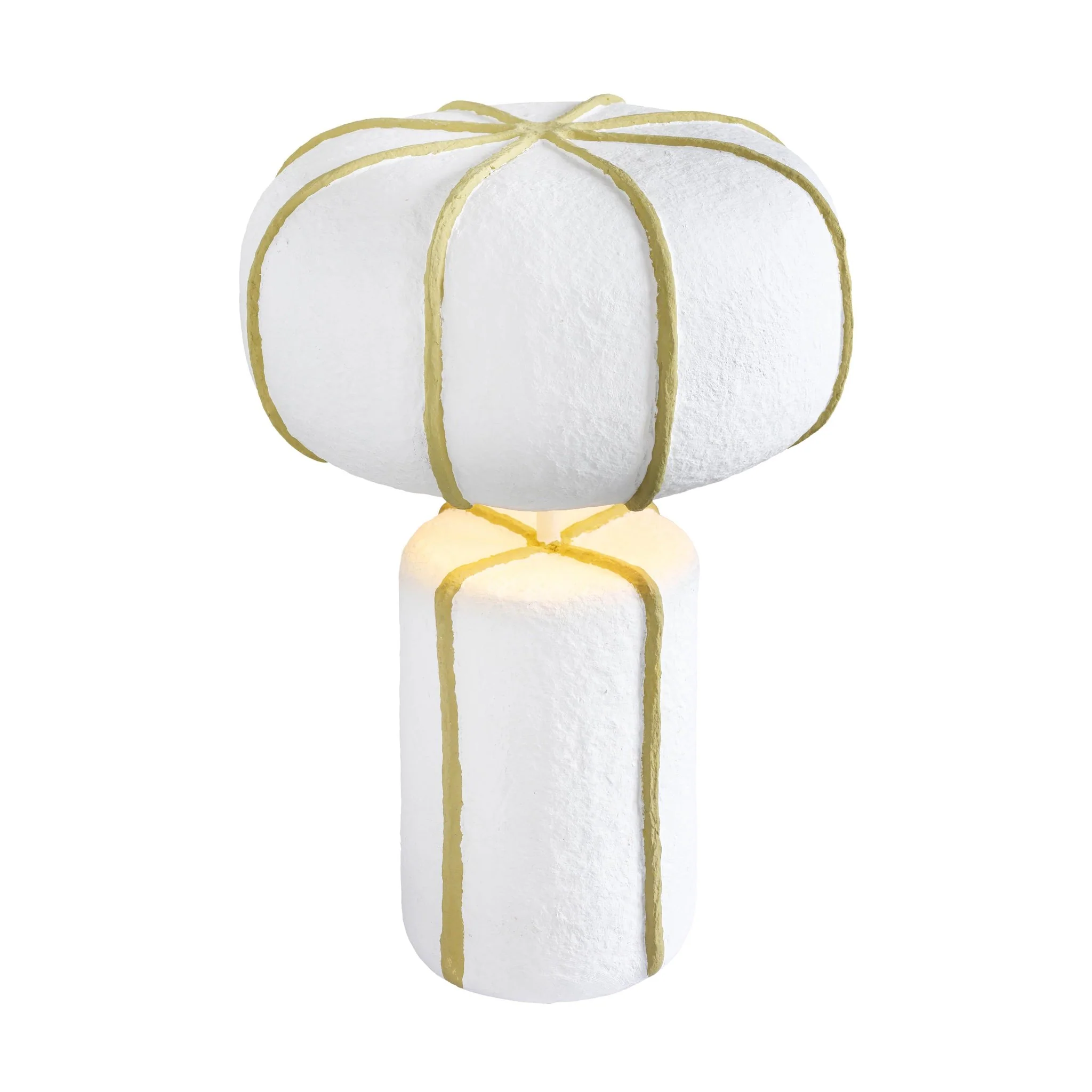 Looma White and Green Cotton Mache Table Lamp - Image 4