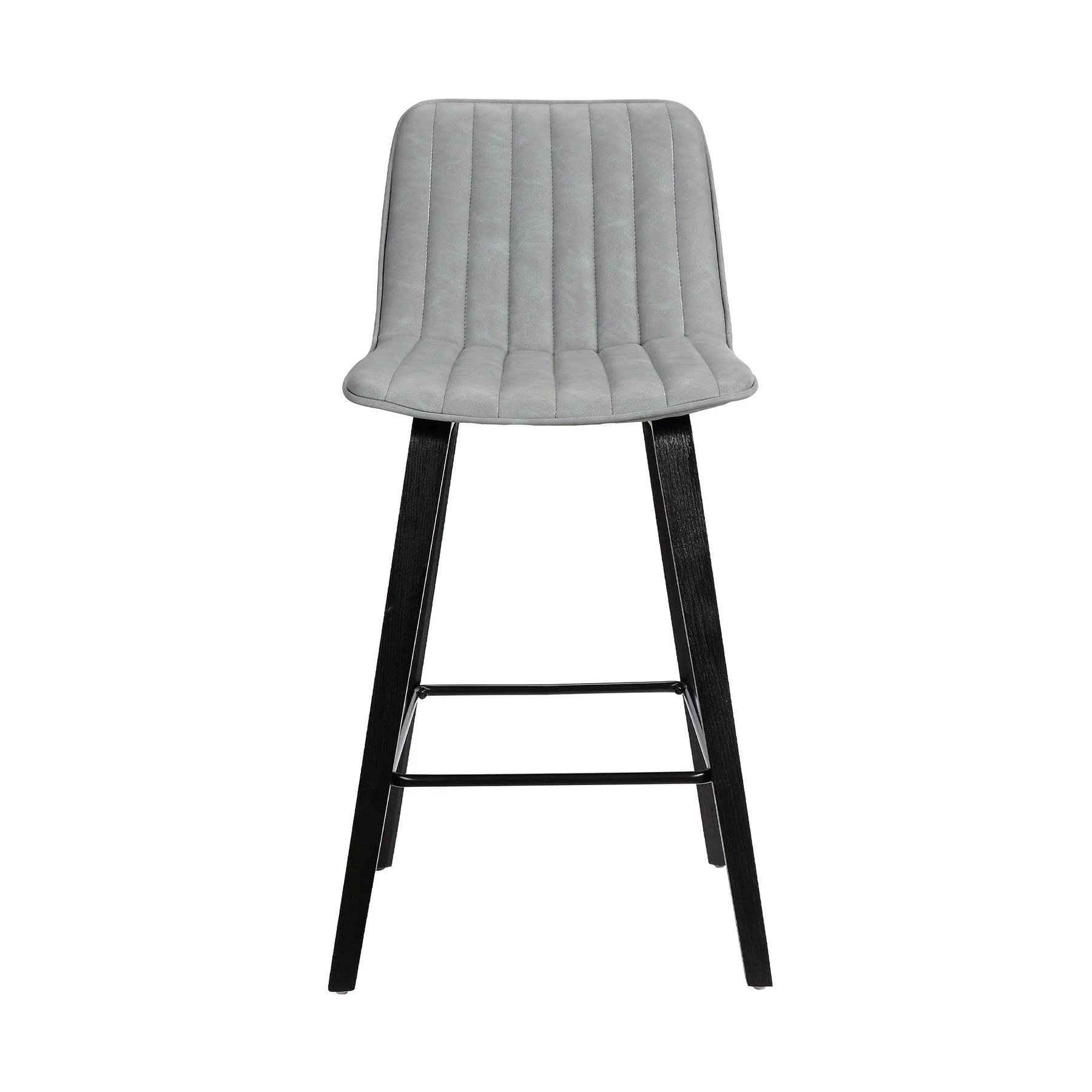 Lorenz 26" Gray Faux Leather Barstool In Black Brushed Wood Finish - Image 2