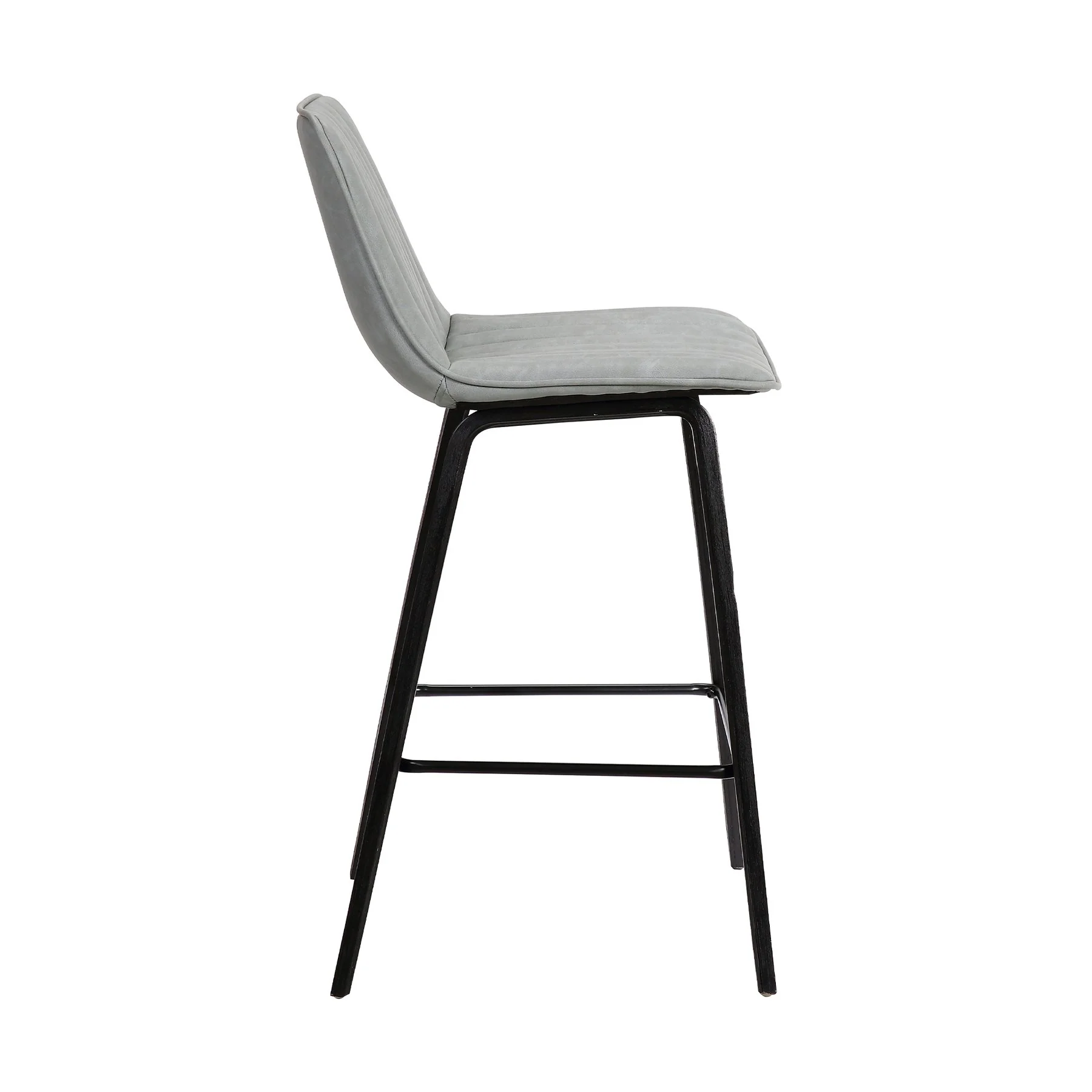 Lorenz 26" Gray Faux Leather Barstool In Black Brushed Wood Finish - Image 3