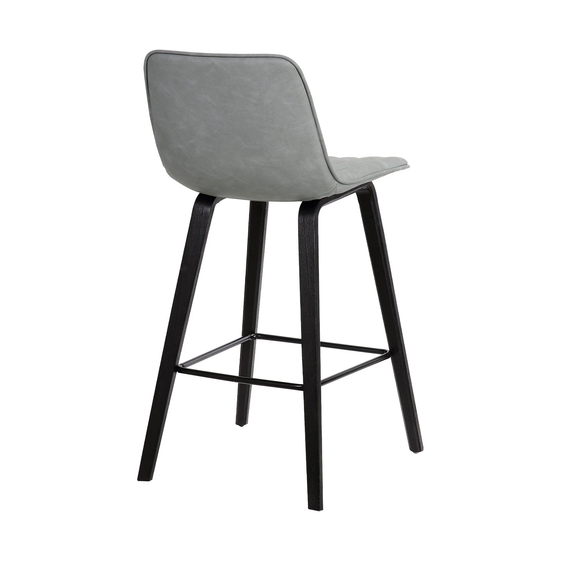 Lorenz 26" Gray Faux Leather Barstool In Black Brushed Wood Finish - Image 4