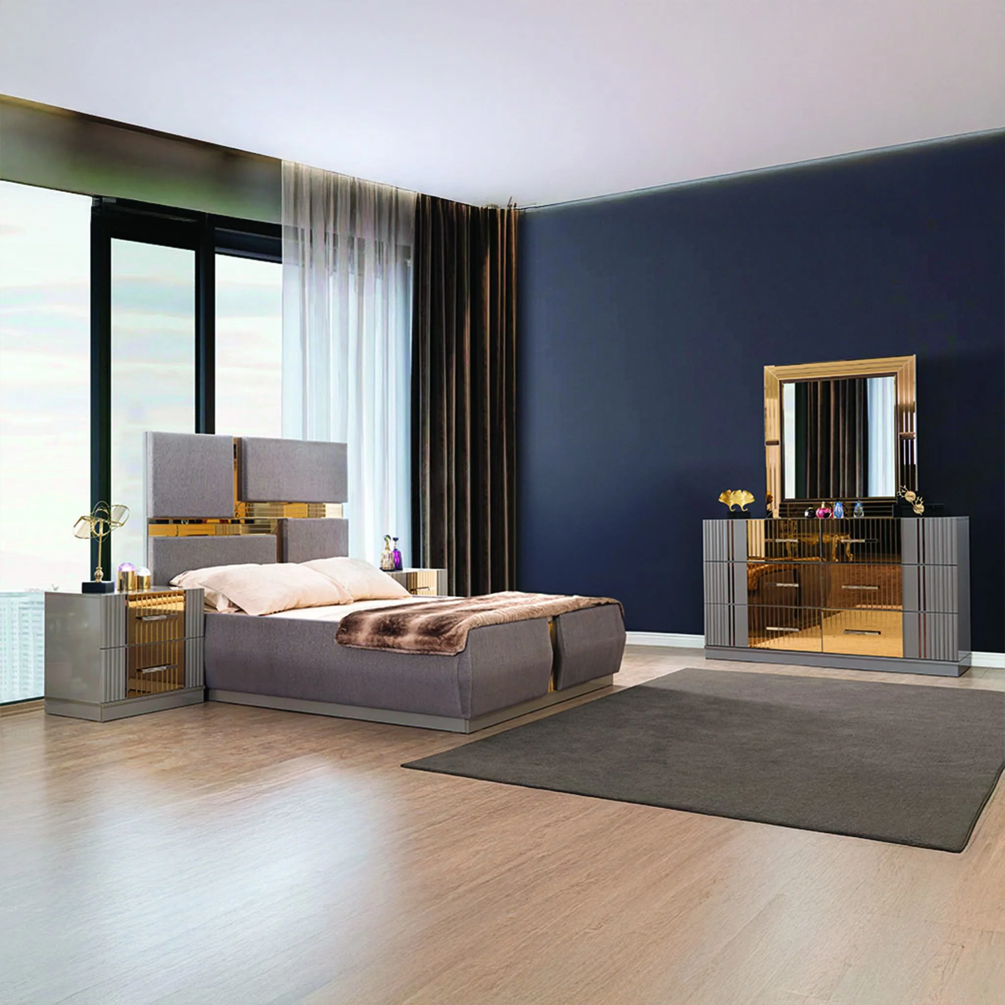Lorenzo King 4 Pc Bedroom Set River Sand - Image 17