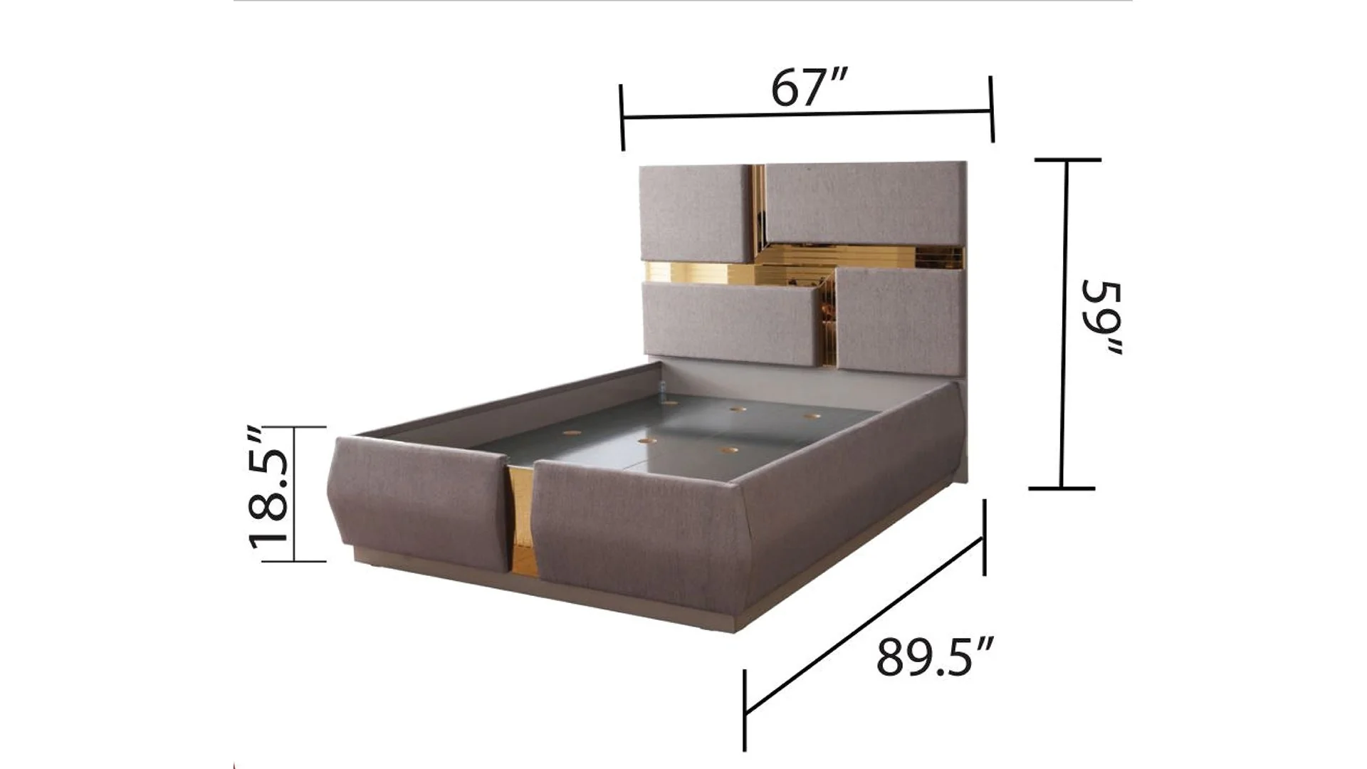 LORENZO Queen Bed Gray - Image 3