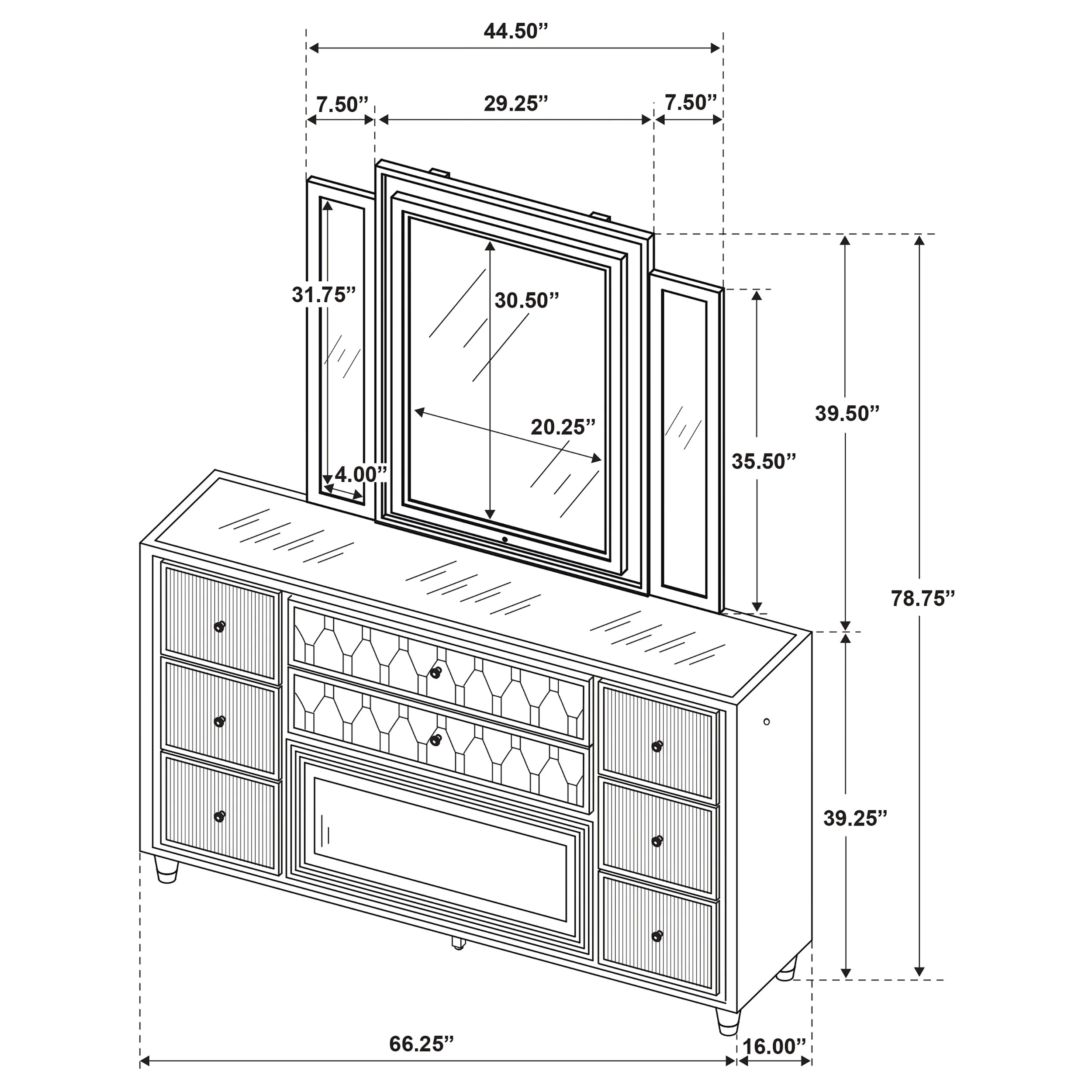 Lorient LED Dresser with LED Mirror and Flame Visualizer - Image 16