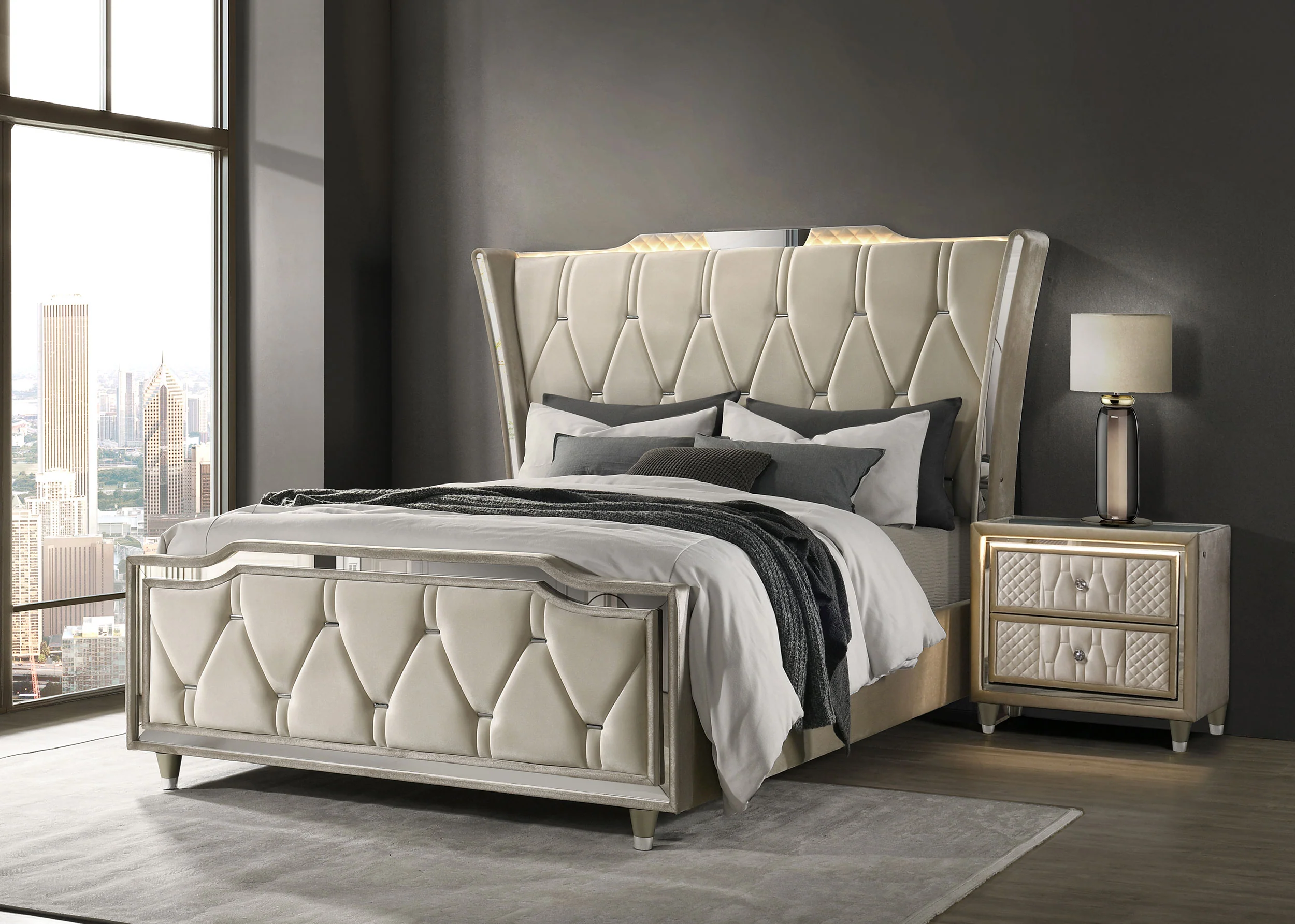 Lorient Wingback Bed with LED Lighting - Image 12