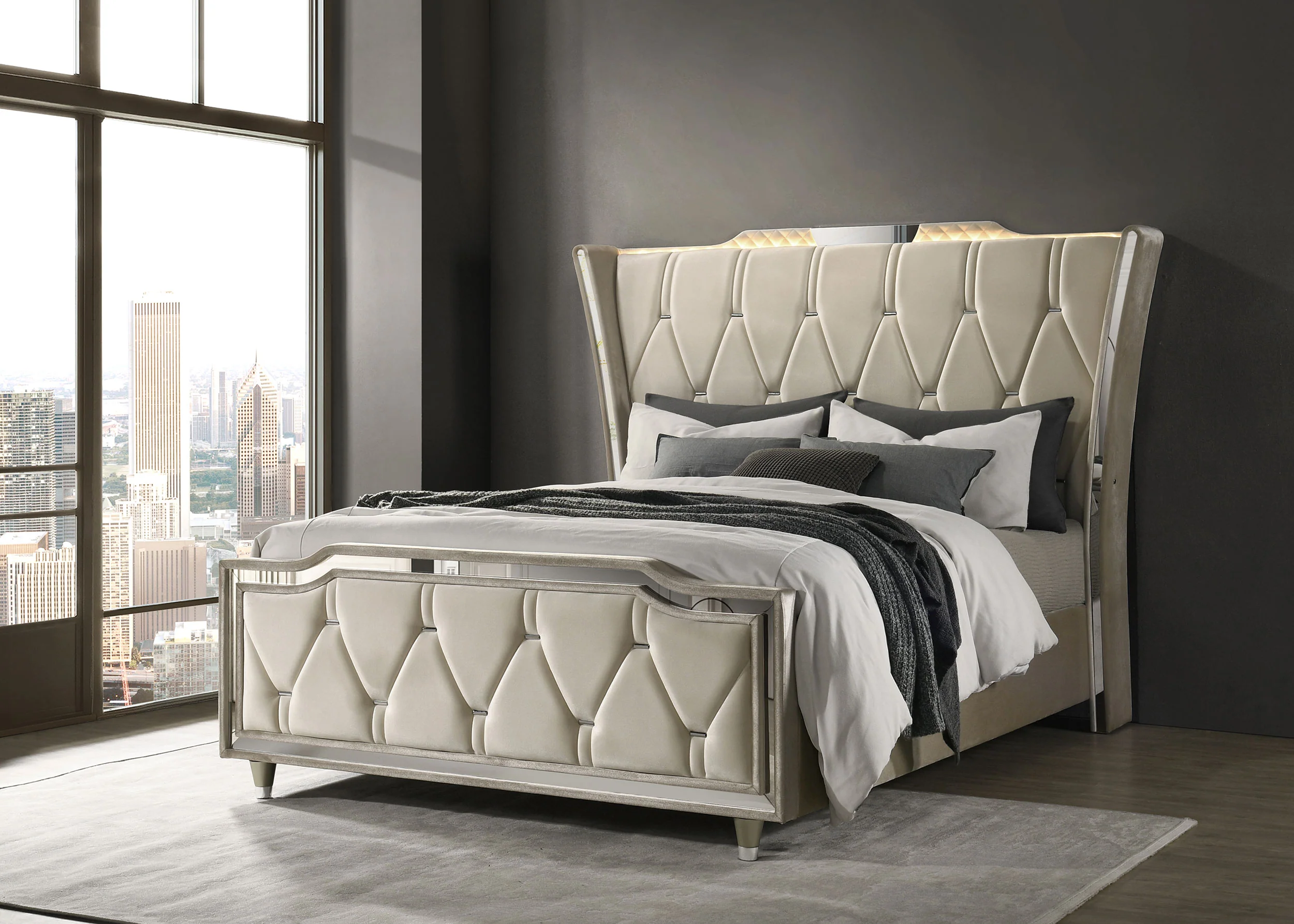 Lorient Wingback Bed with LED Lighting - Image 2