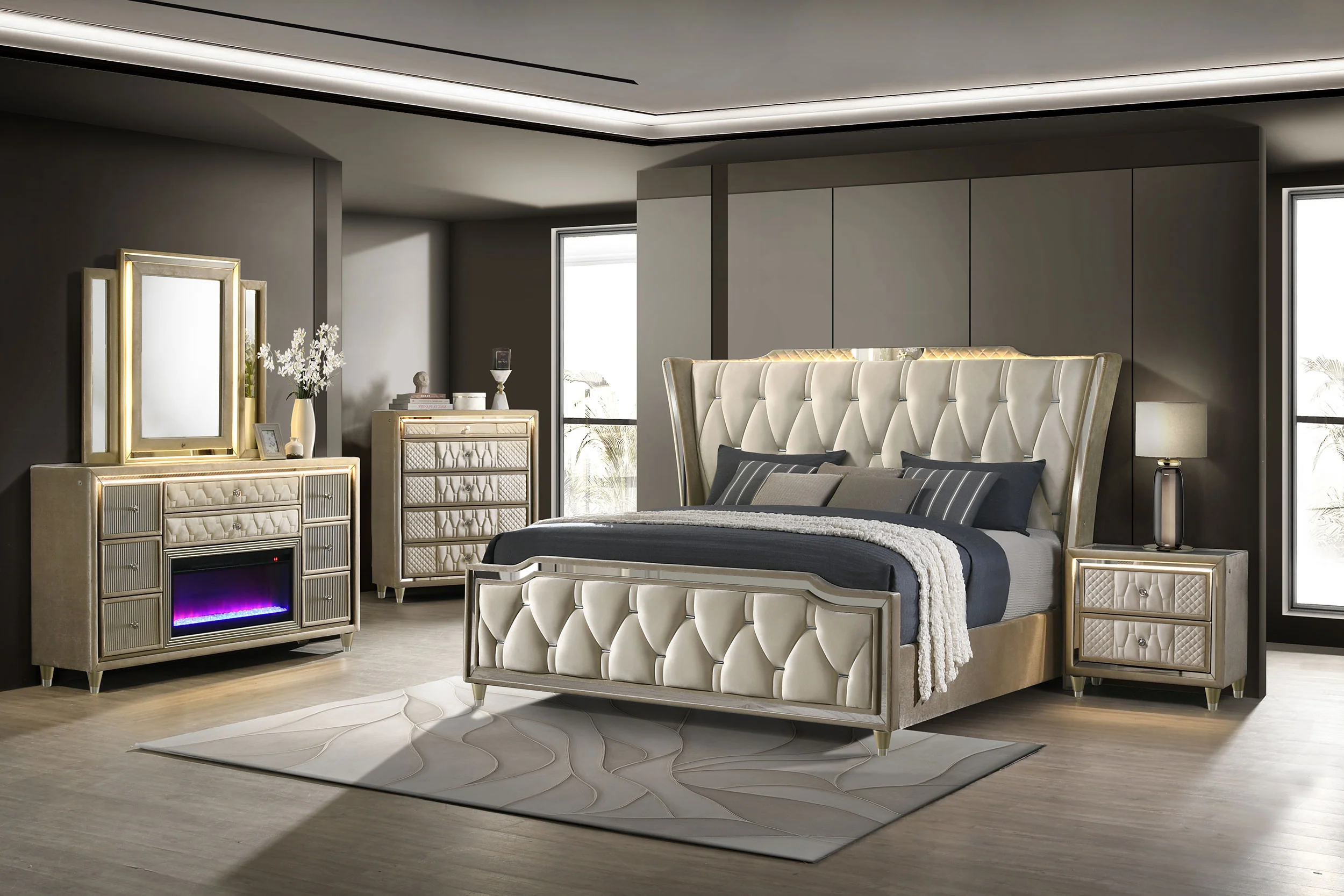 Lorient Wingback Bed with LED Lighting - Image 26