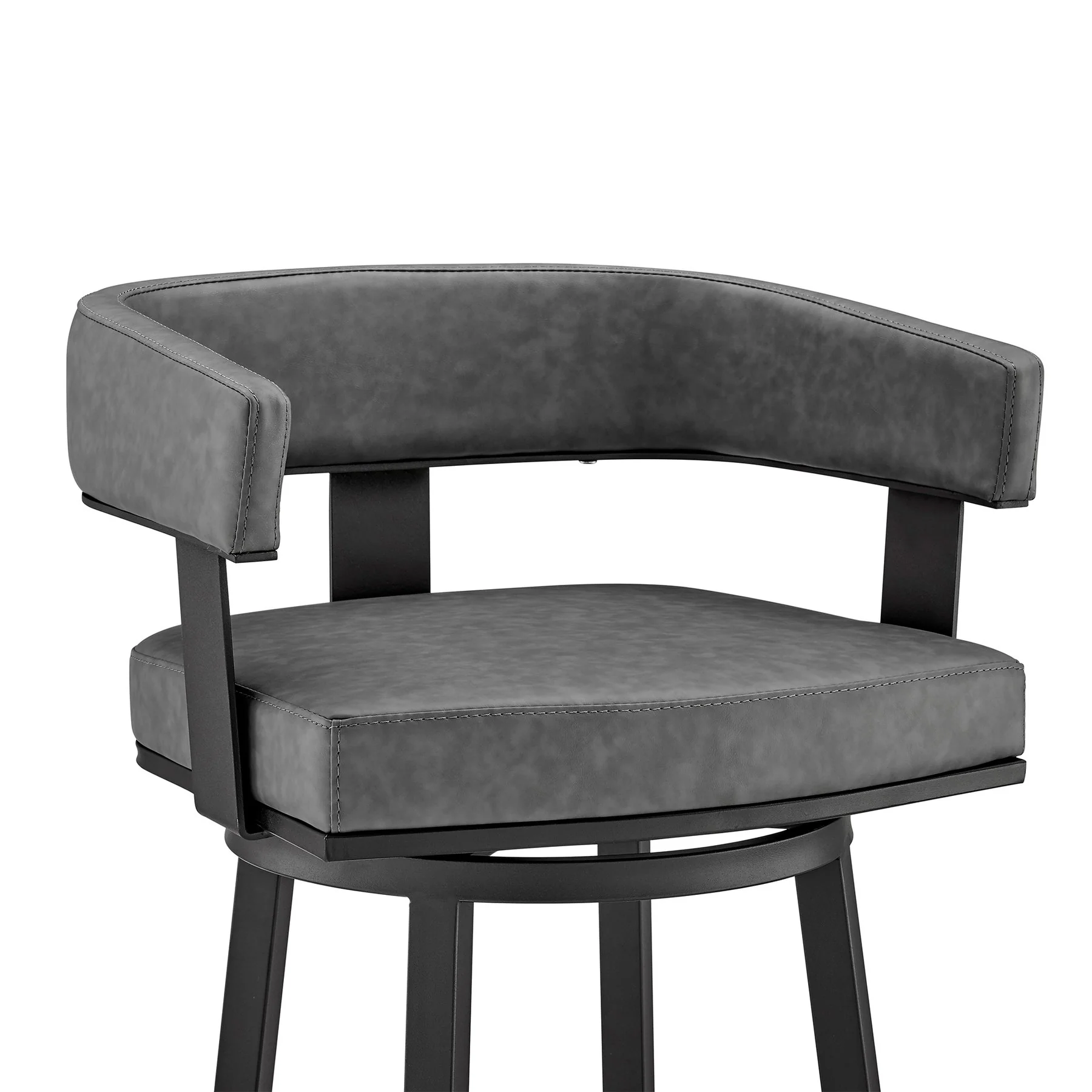 Lorin 26" Counter Height Swivel Bar Stool in Black Finish and Gray Faux Leather - Image 6