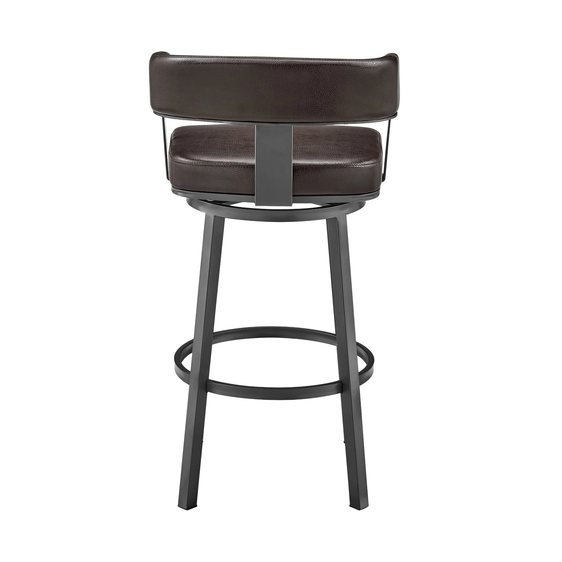 Lorin 26" Counter Height Swivel Bar Stool in Java Finish and Chocolate Faux Leather - Image 5