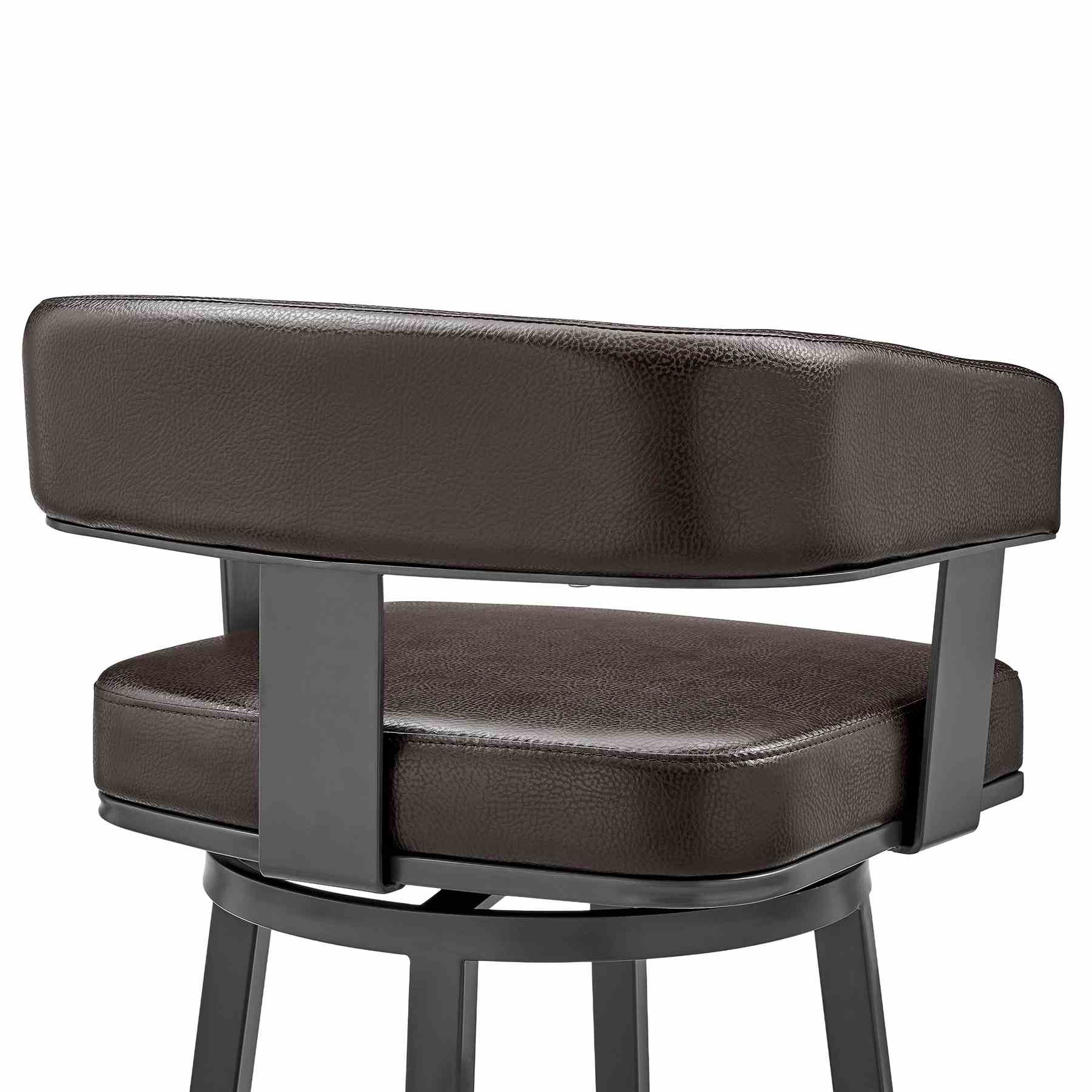 Lorin 26" Counter Height Swivel Bar Stool in Java Finish and Chocolate Faux Leather - Image 7