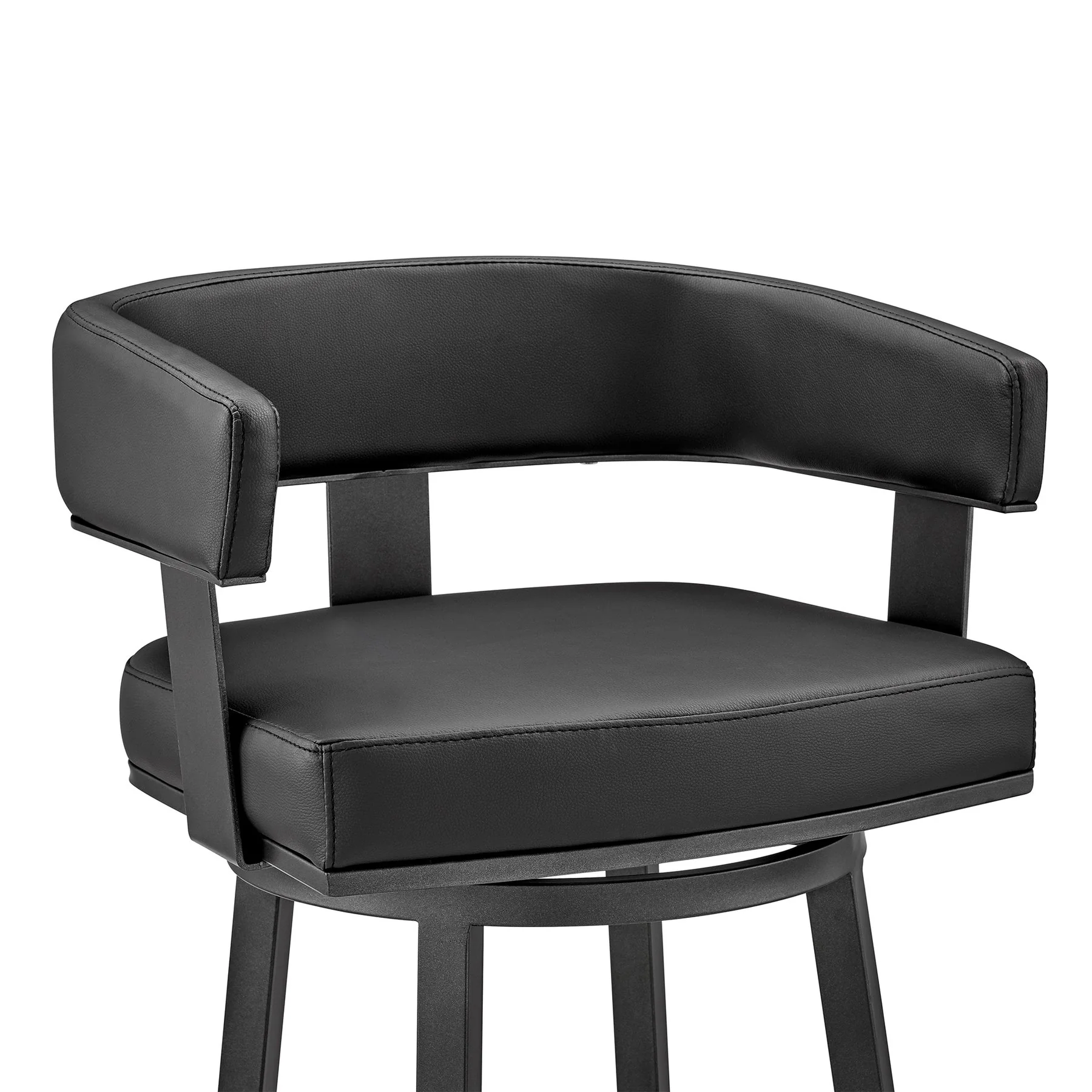 Lorin 30" Bar Height Swivel Bar Stool in Black Finish and Black Faux Leather - Image 6
