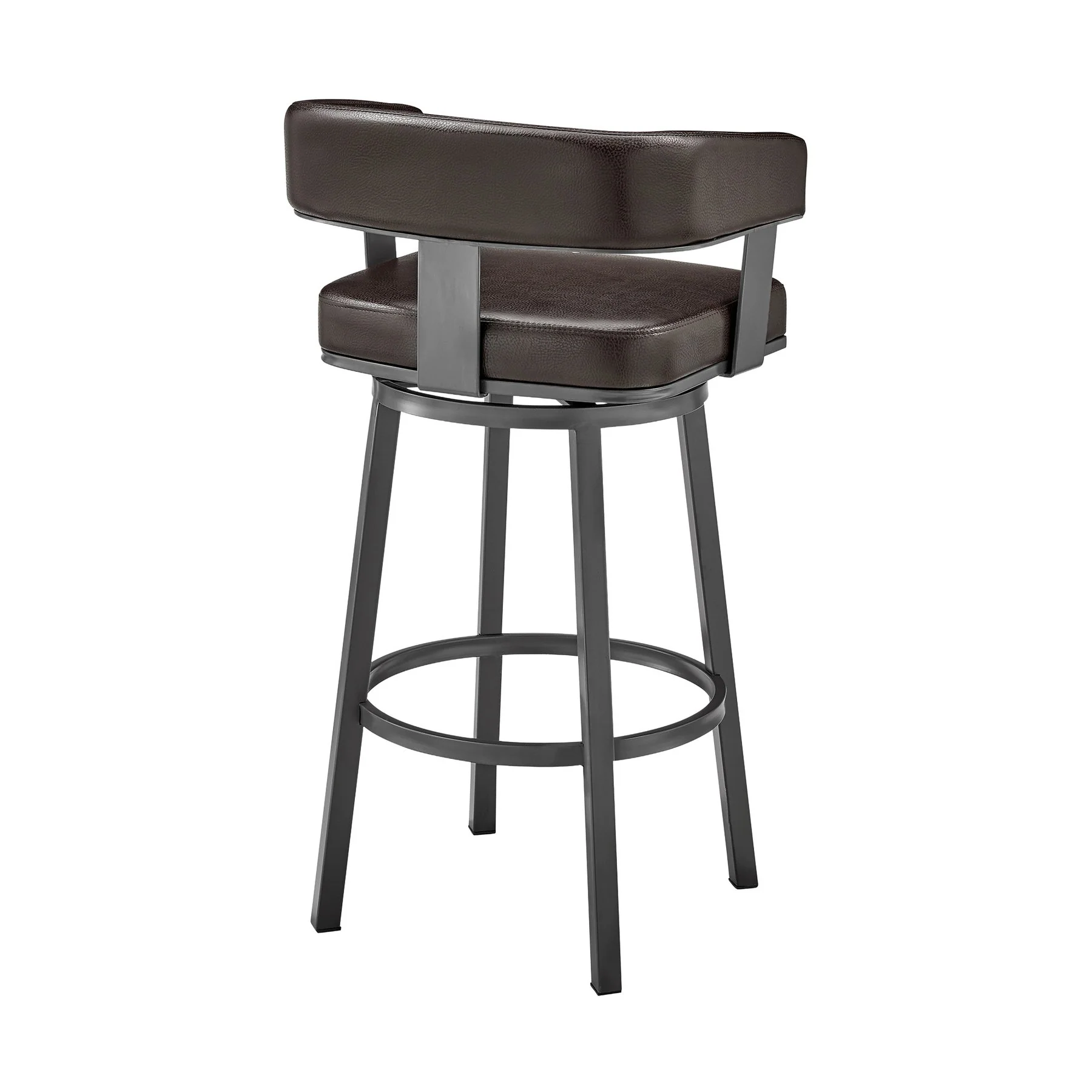 Lorin 30" Bar Height Swivel Bar Stool in Java Finish and Chocolate Faux Leather - Image 4