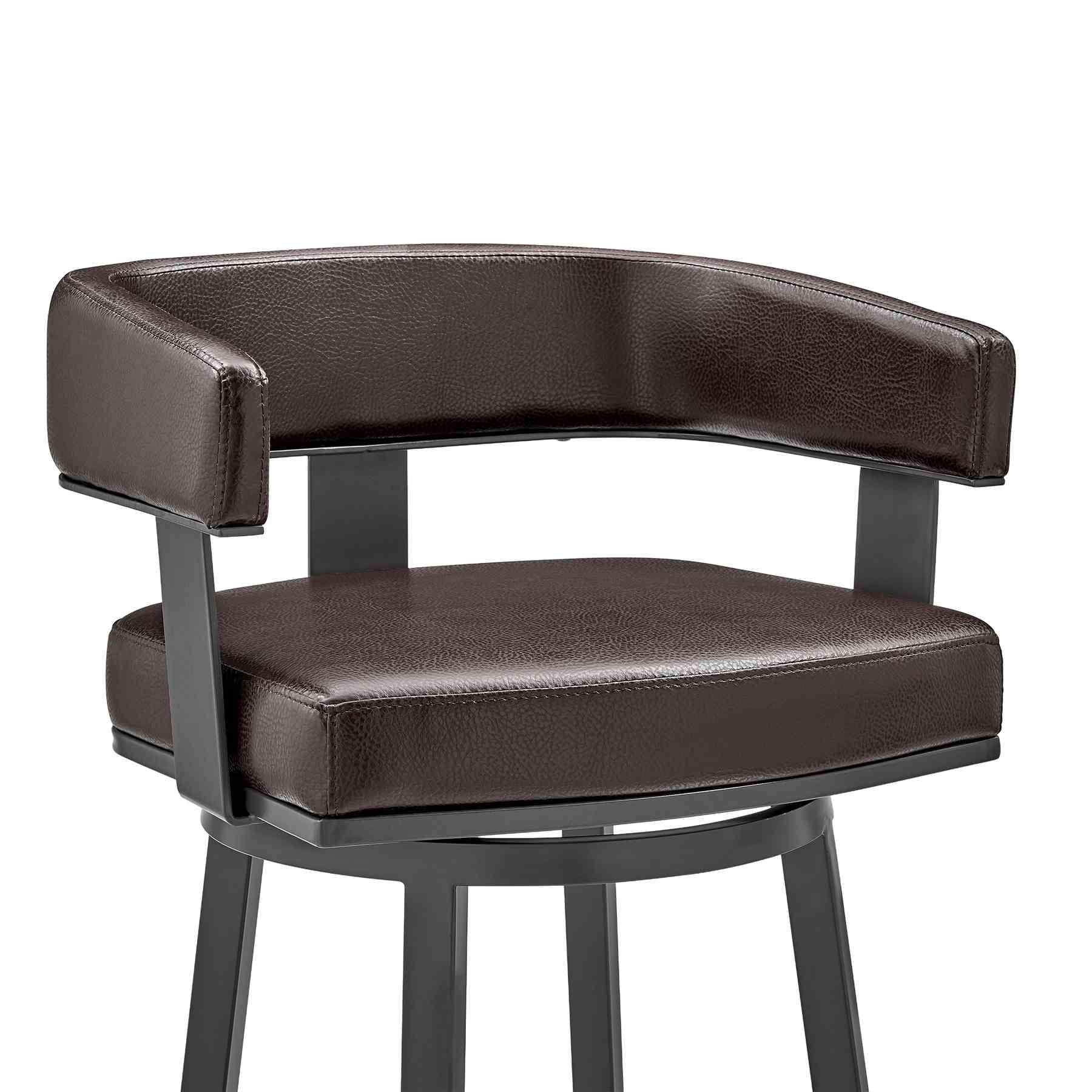 Lorin 30" Bar Height Swivel Bar Stool in Java Finish and Chocolate Faux Leather - Image 6