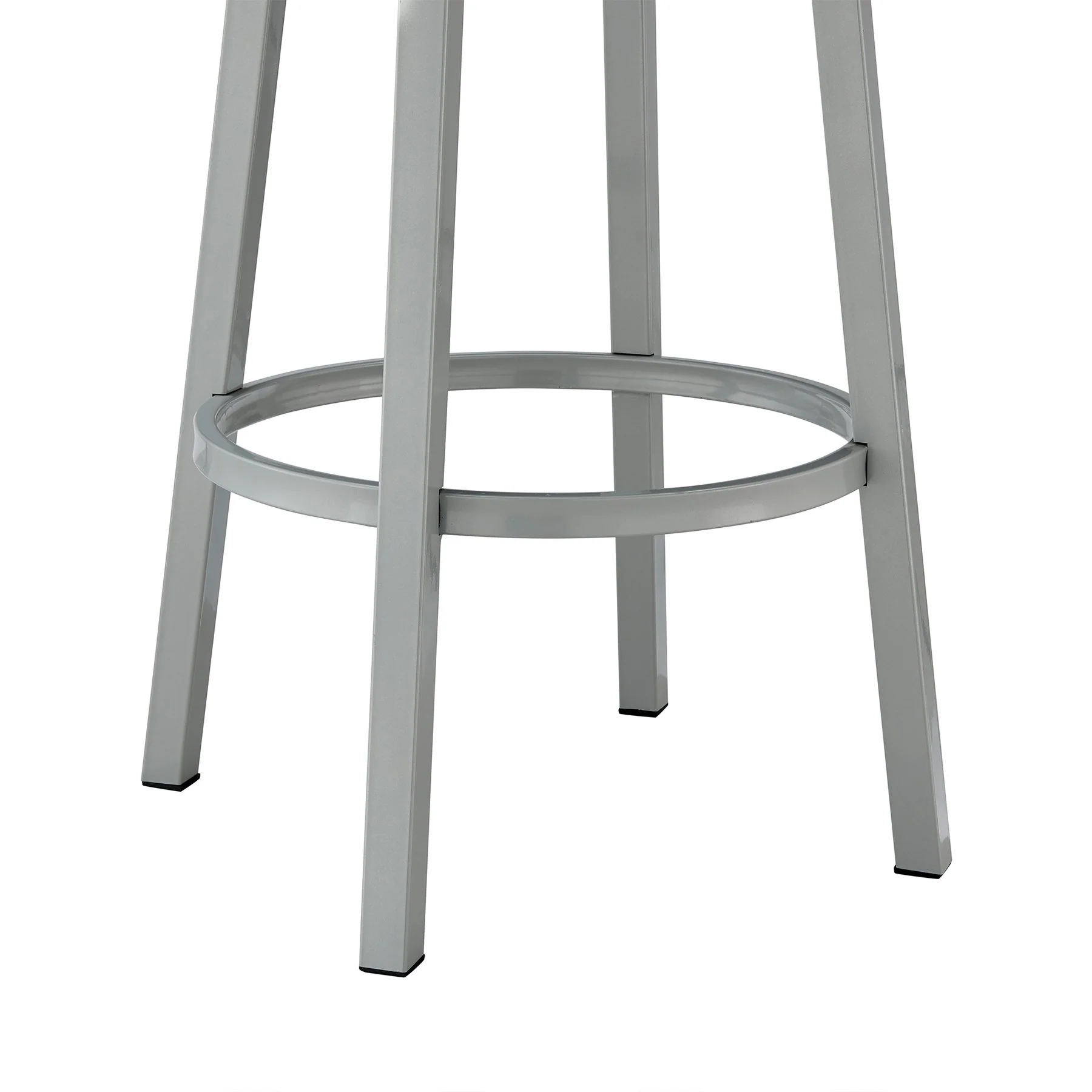 Lorin 30" Bar Height Swivel Bar Stool in Silver Finish with White Faux Leather - Image 8