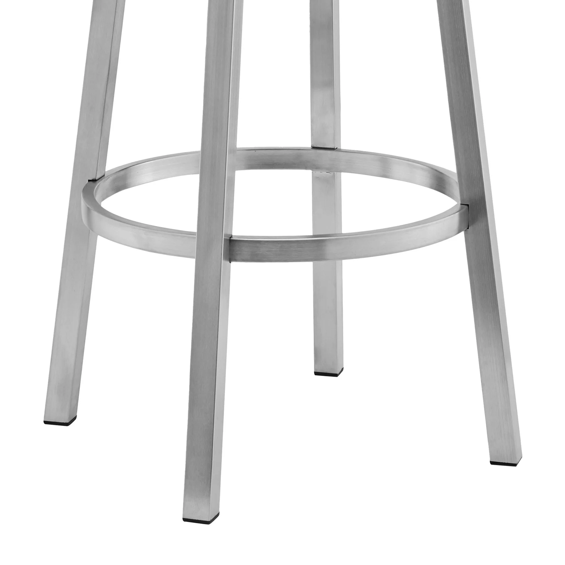 Lorin 30" Black Faux Leather and Brushed Stainless Steel Swivel Bar Stool - Image 6