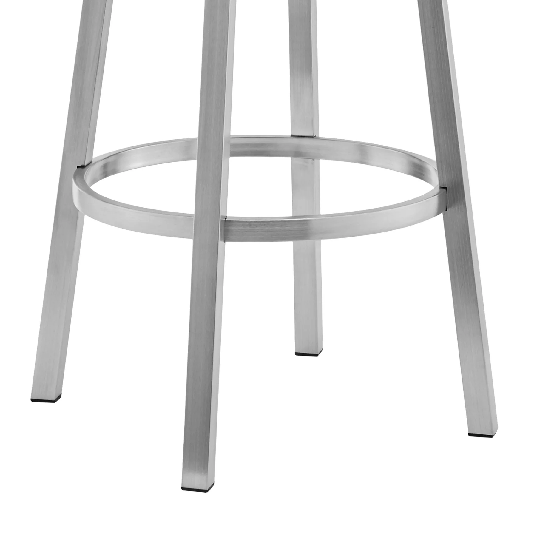 Lorin 30" White Faux Leather and Brushed Stainless Steel Swivel Bar Stool - Image 6