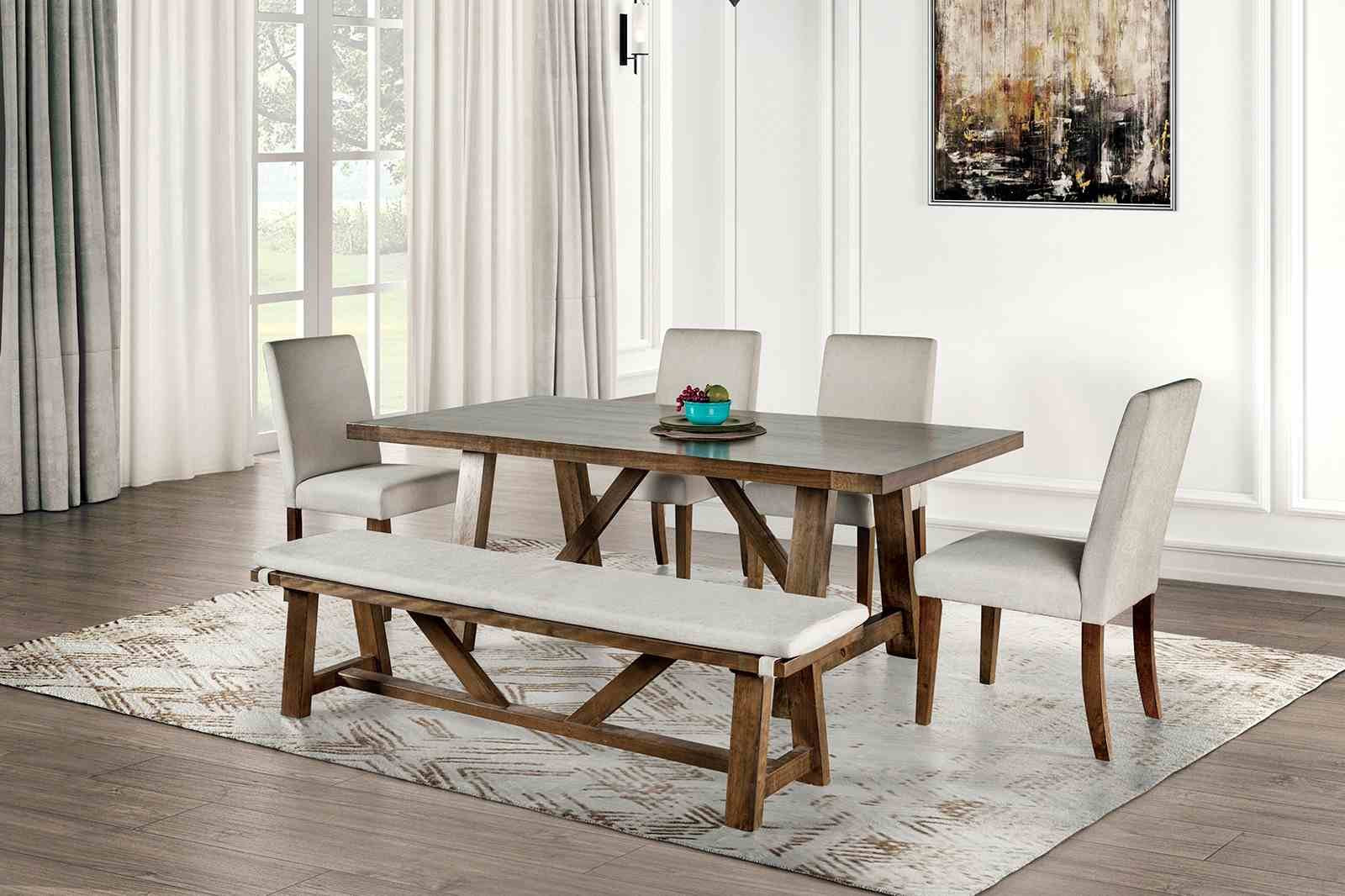 Losone Bench w/ Cushion, Brown/White - Image 2
