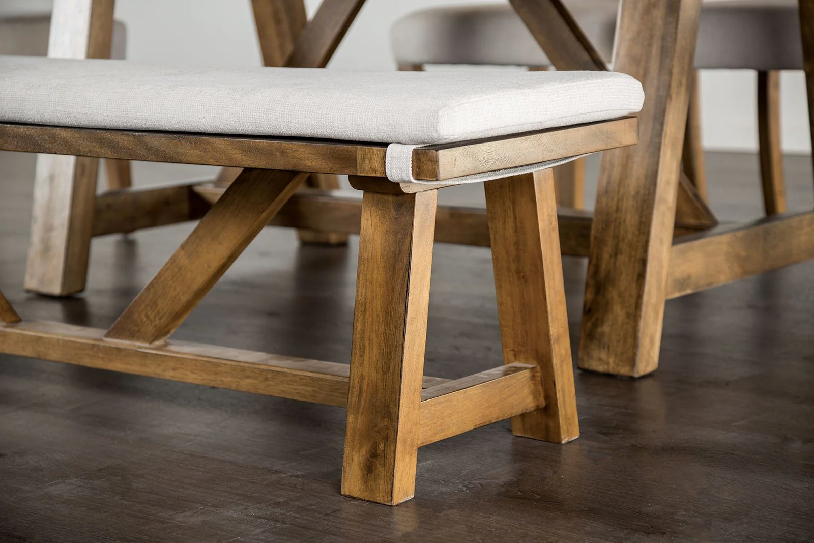 Losone Bench w/ Cushion, Brown/White - Image 3