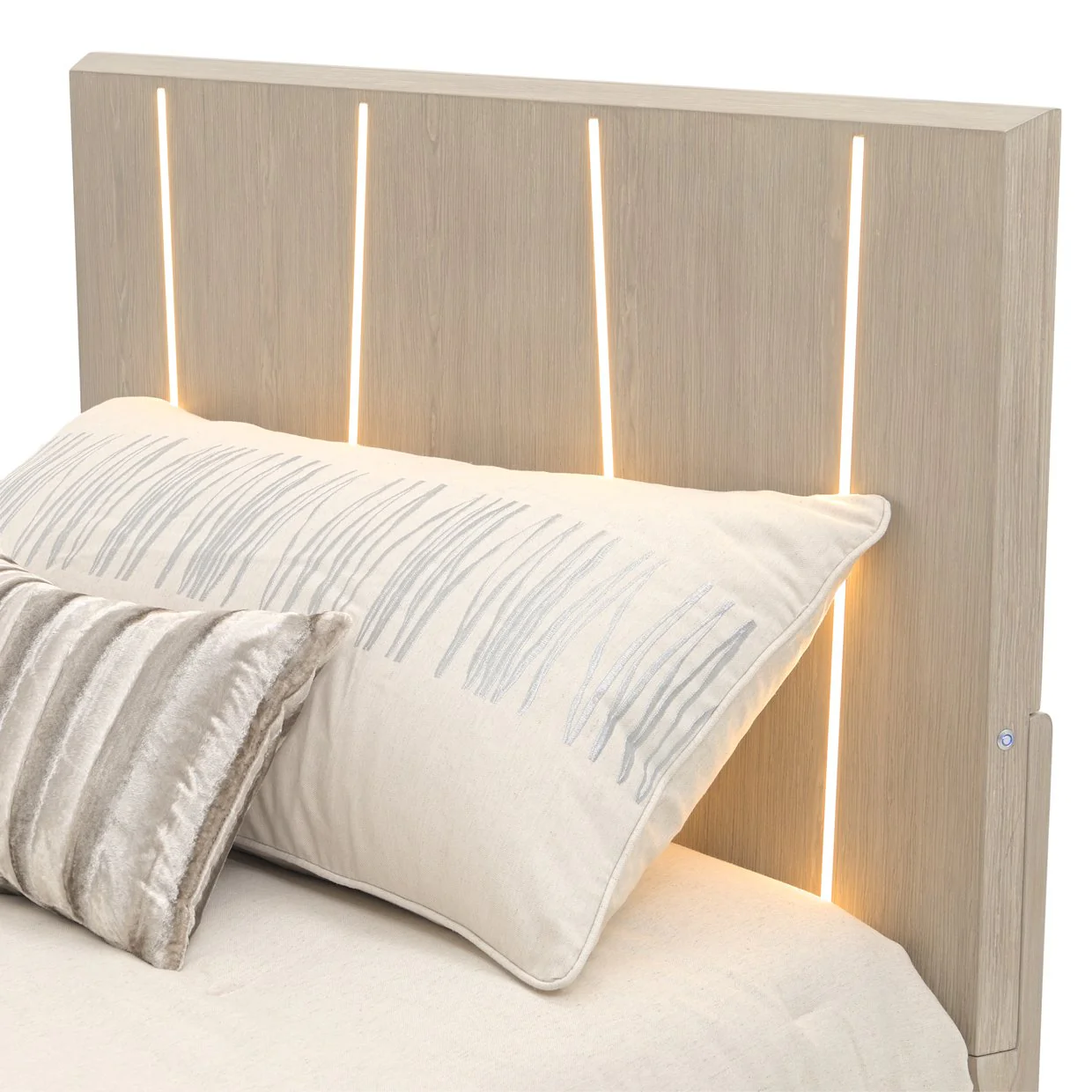 Lotus Bay Twin Panel Bed with LED Lights - Sand - Image 5