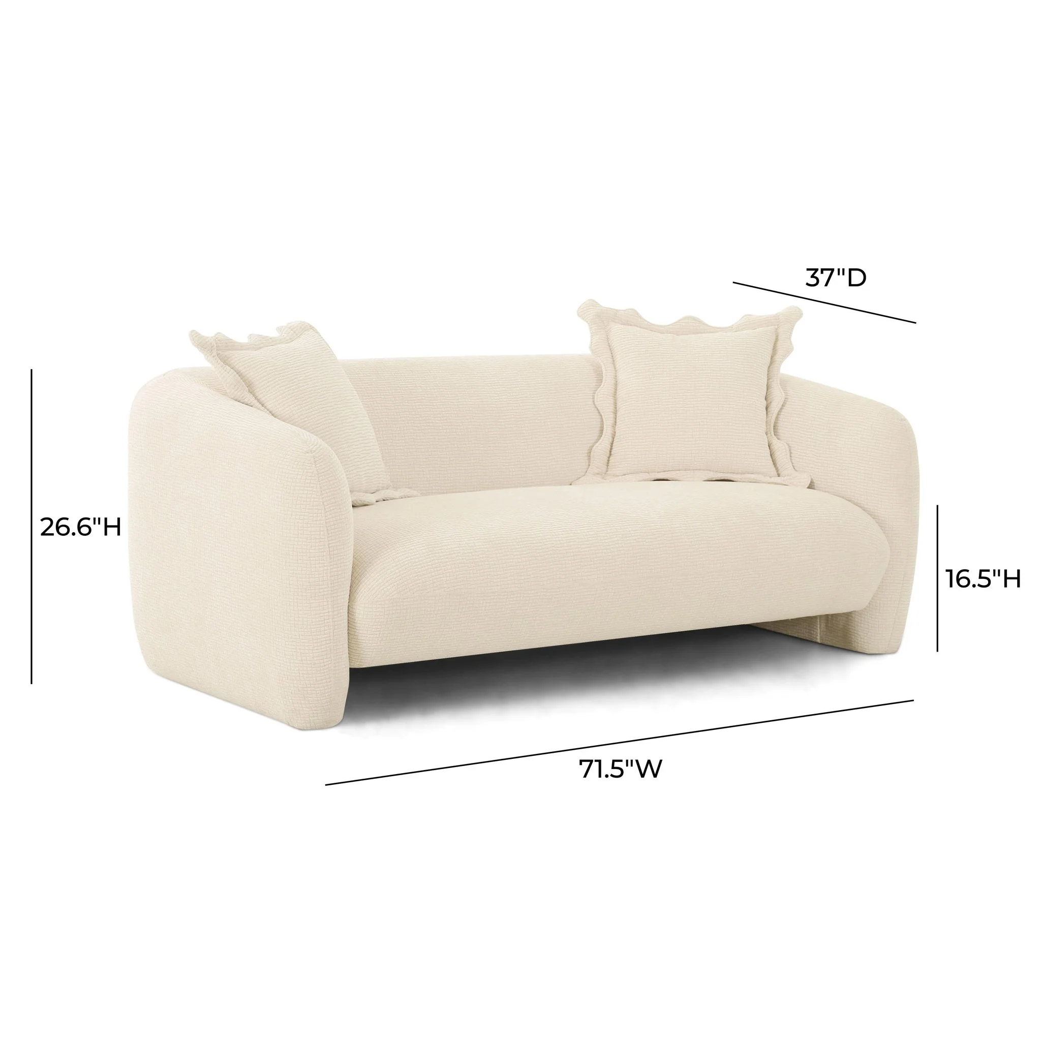 Lou Sandstone Textured Fabric Loveseat - Image 6