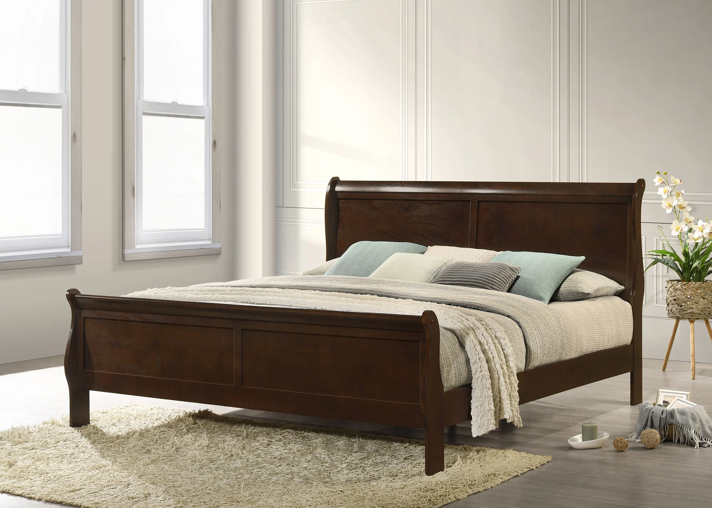 Louis Philippe Sleigh Panel Bed - Image 11
