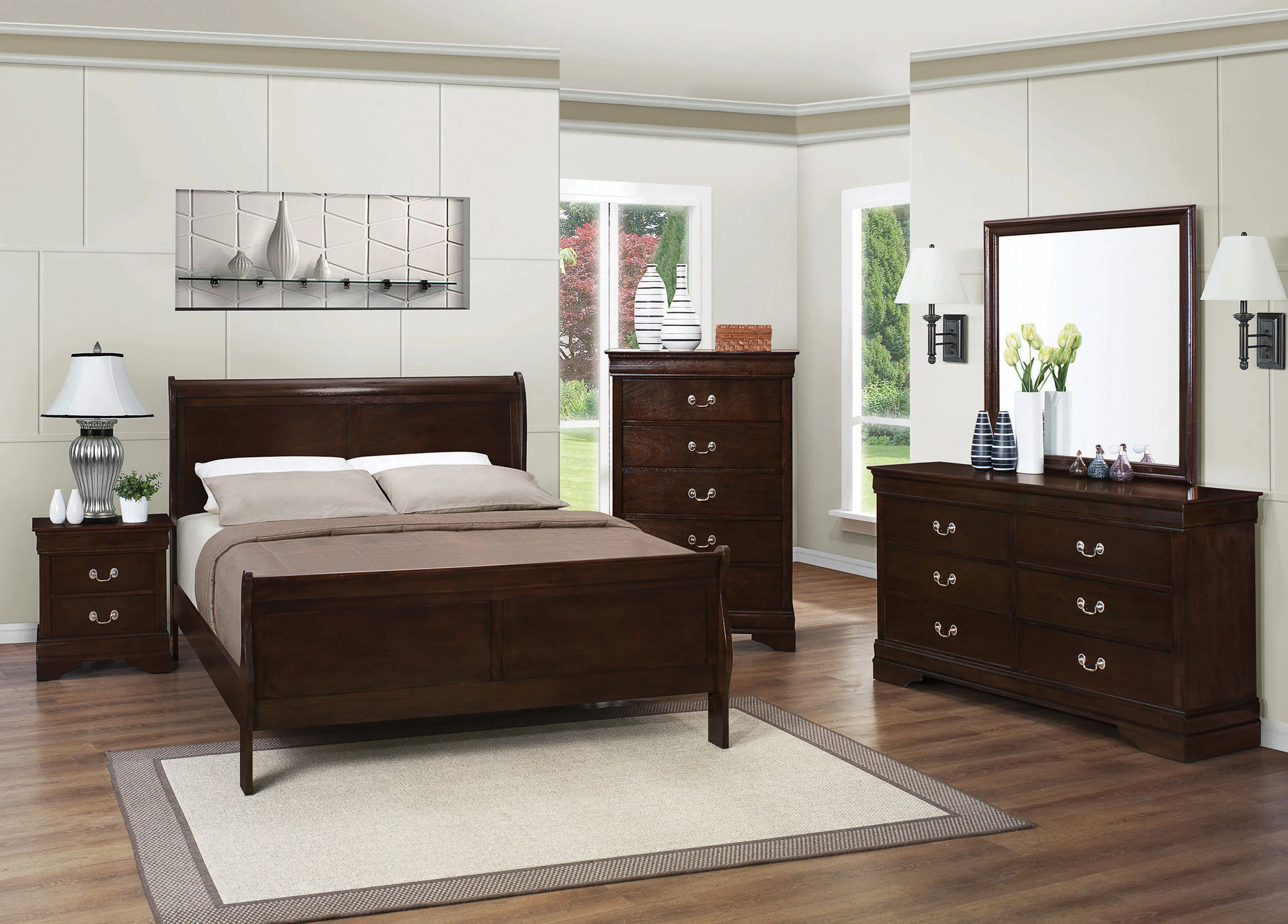 Louis Philippe Sleigh Panel Bed - Image 27