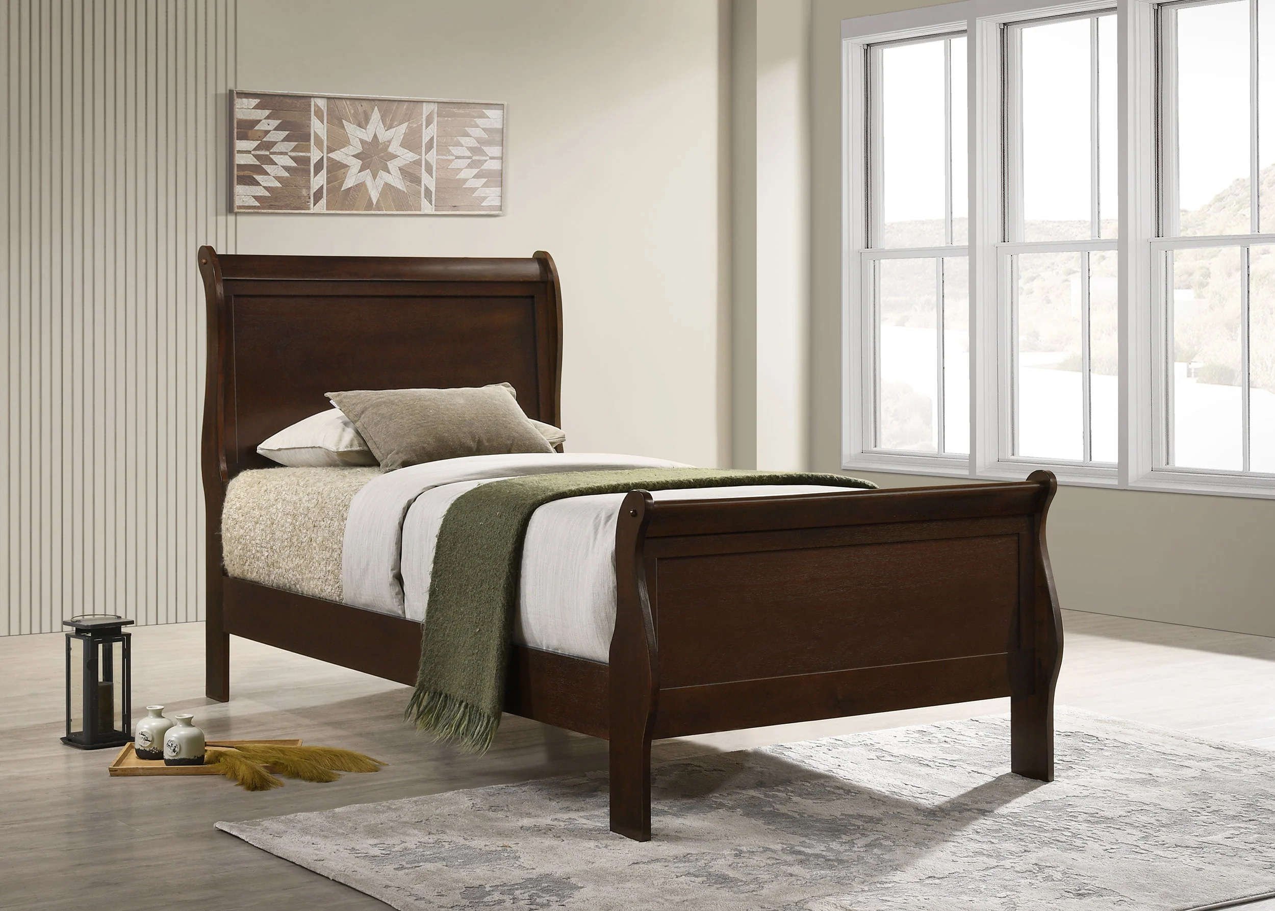 Louis Philippe Sleigh Panel Bed - Image 29