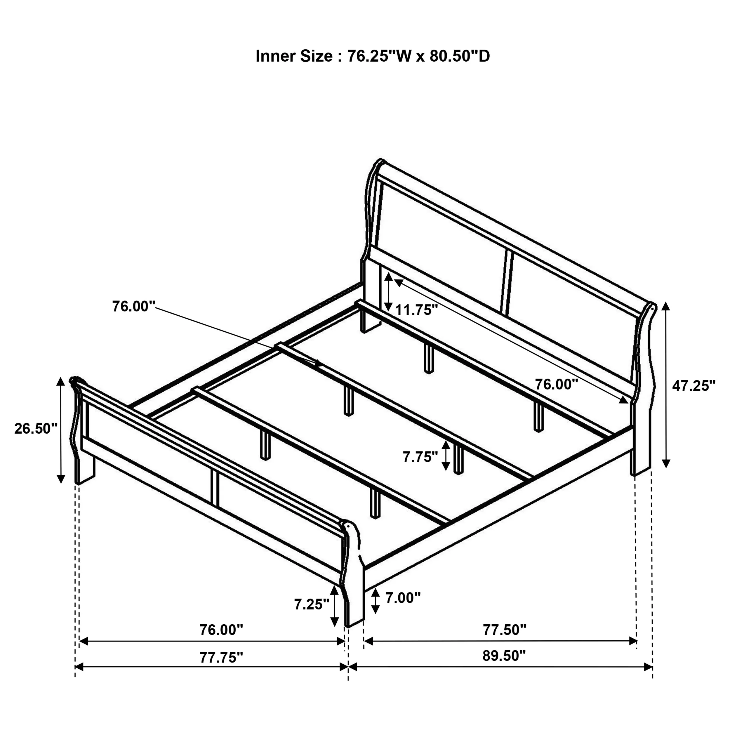 Louis Philippe Sleigh Panel Bed - Image 49