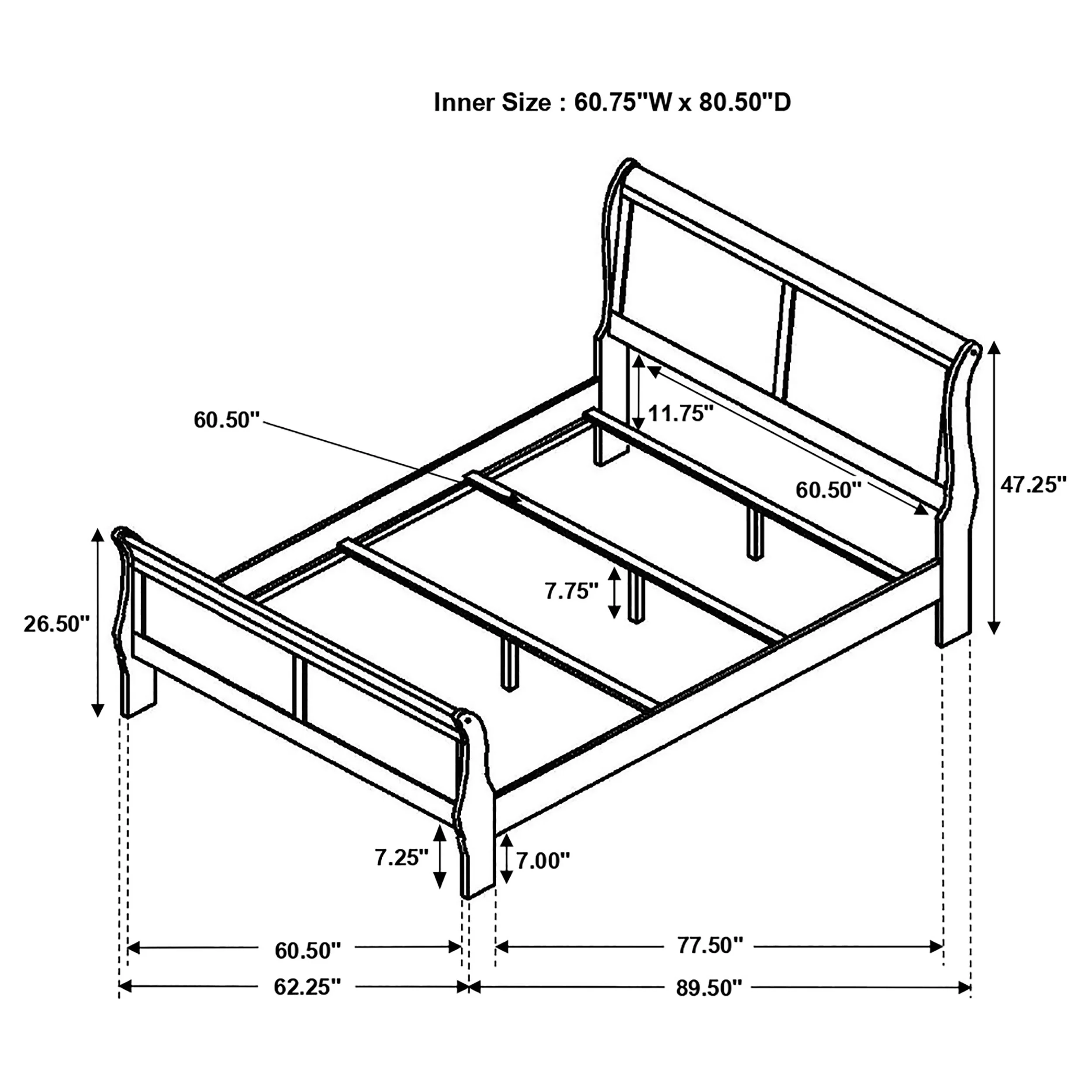 Louis Philippe Sleigh Panel Bed - Image 8