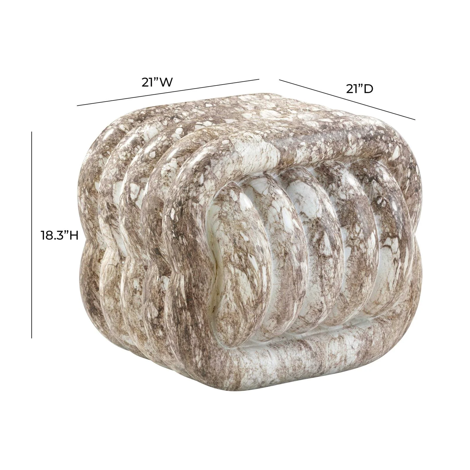 Love Knot Breccia Capraia Faux Marble Indoor / Outdoor Accent Stool - Image 7