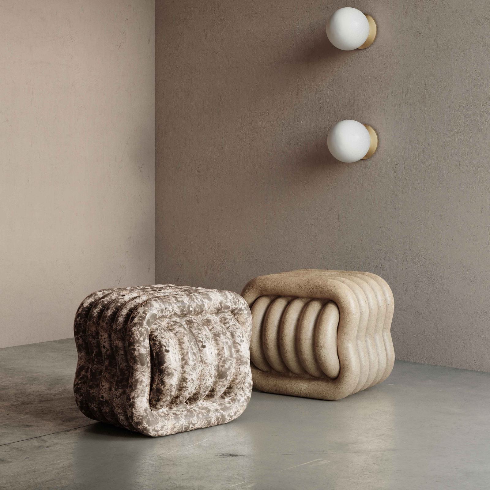 Love Knot Faux Travertine Indoor / Outdoor Accent Stool - Image 2