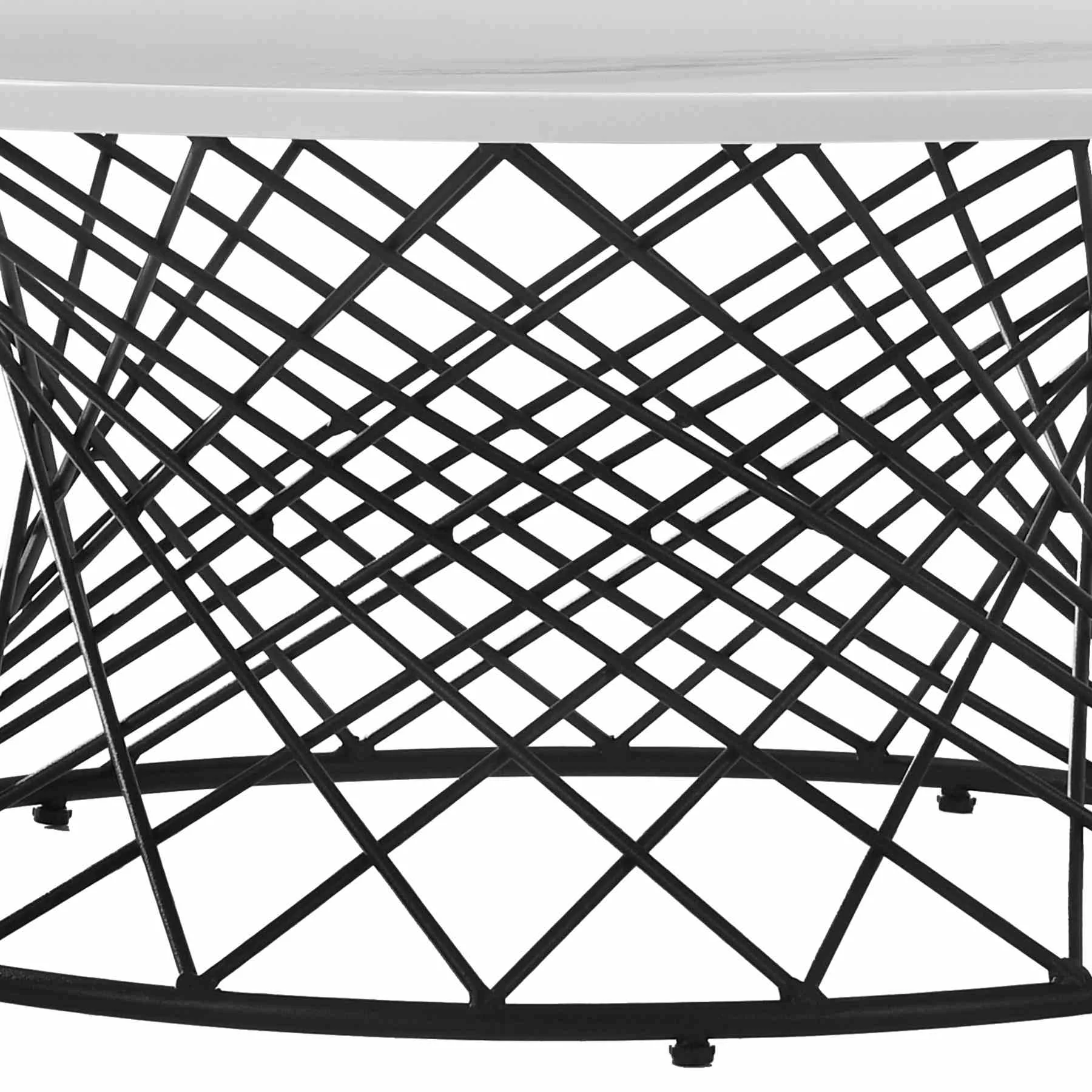 Loxley White Marble Coffee Table with Black Metal Base - Image 4