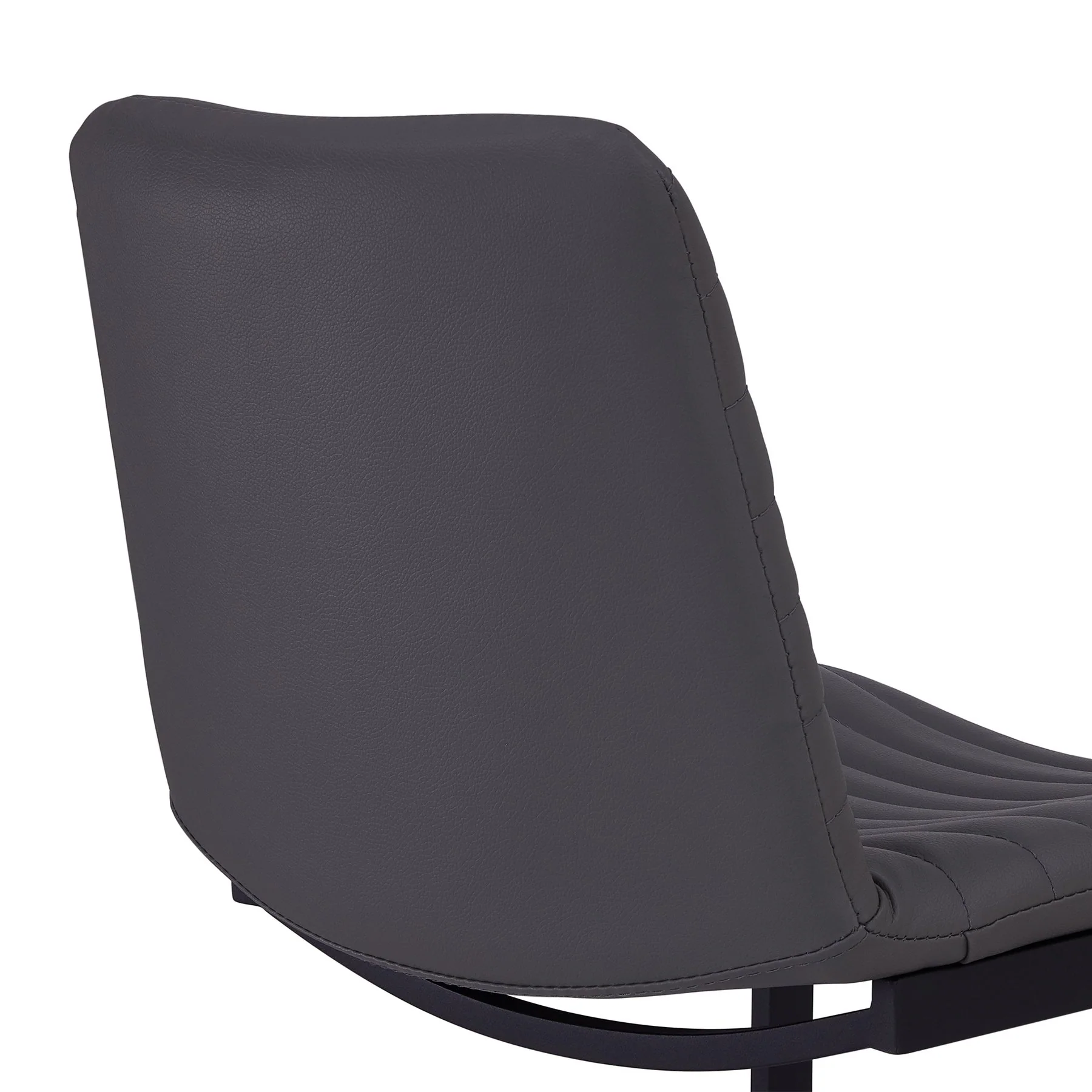 Lucas Contemporary 30" Bar Height Barstool in Black Powder Coated Finish and Gray Faux Leather - Image 3