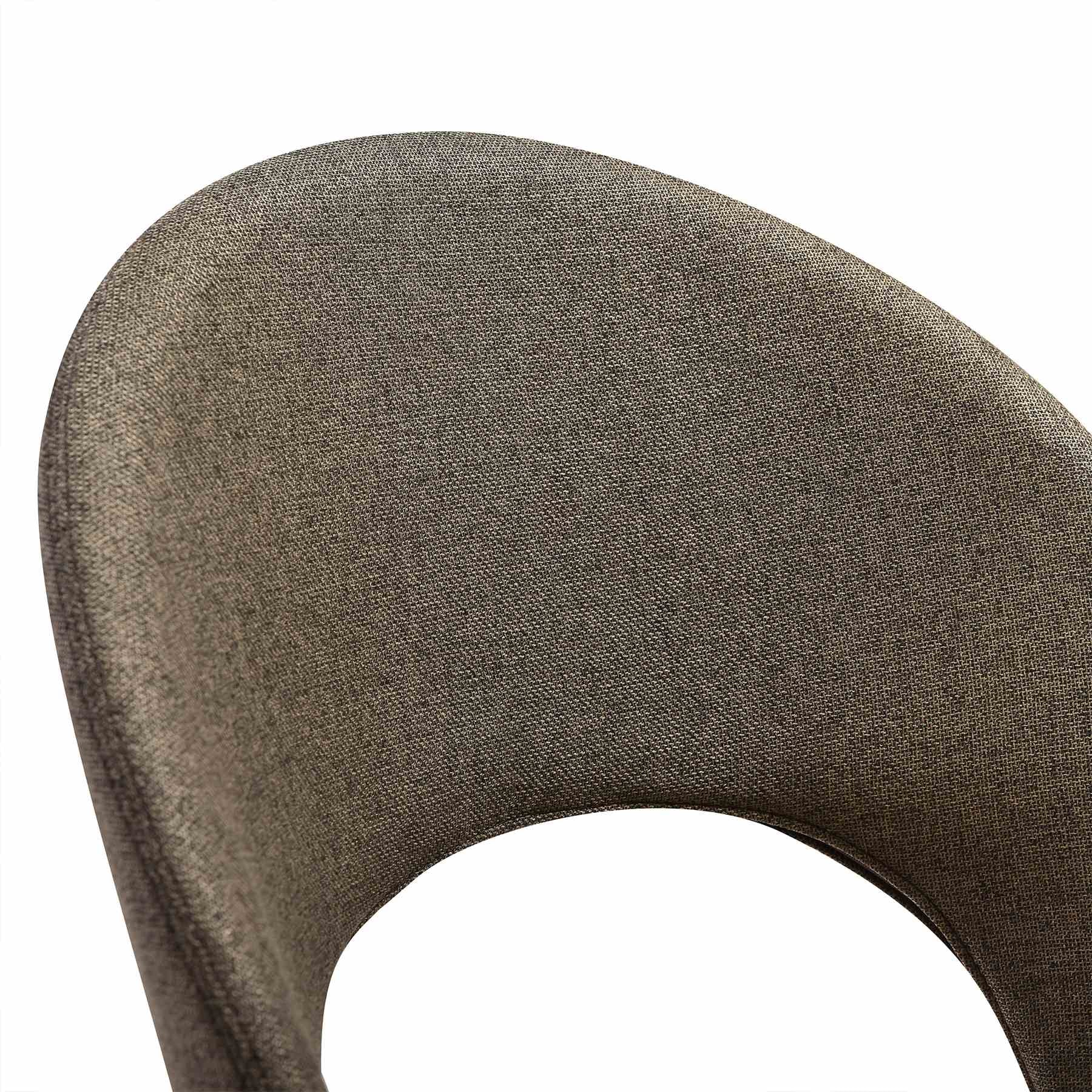 Lucia Swivel Upholstered Dining Chair in Brown Fabric with Black Metal Legs - Set of 2 - Image 8