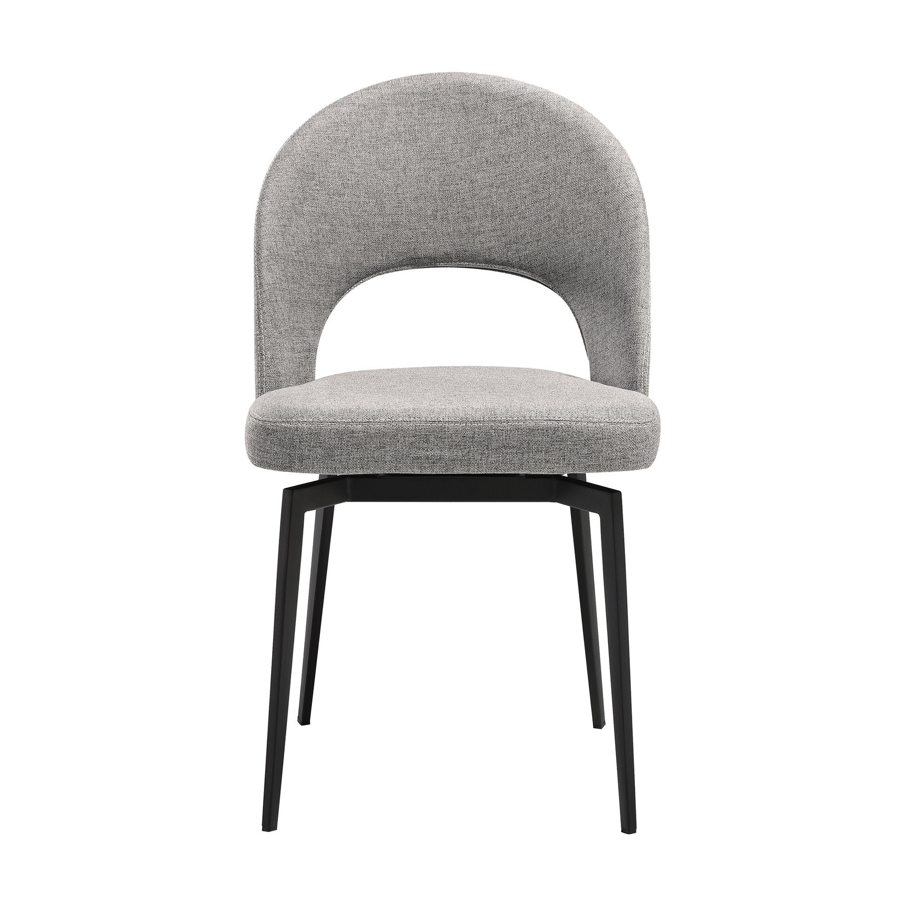 Lucia Swivel Upholstered Dining Chair in Gray Fabric with Black Metal Legs - Set of 2 - Image 3