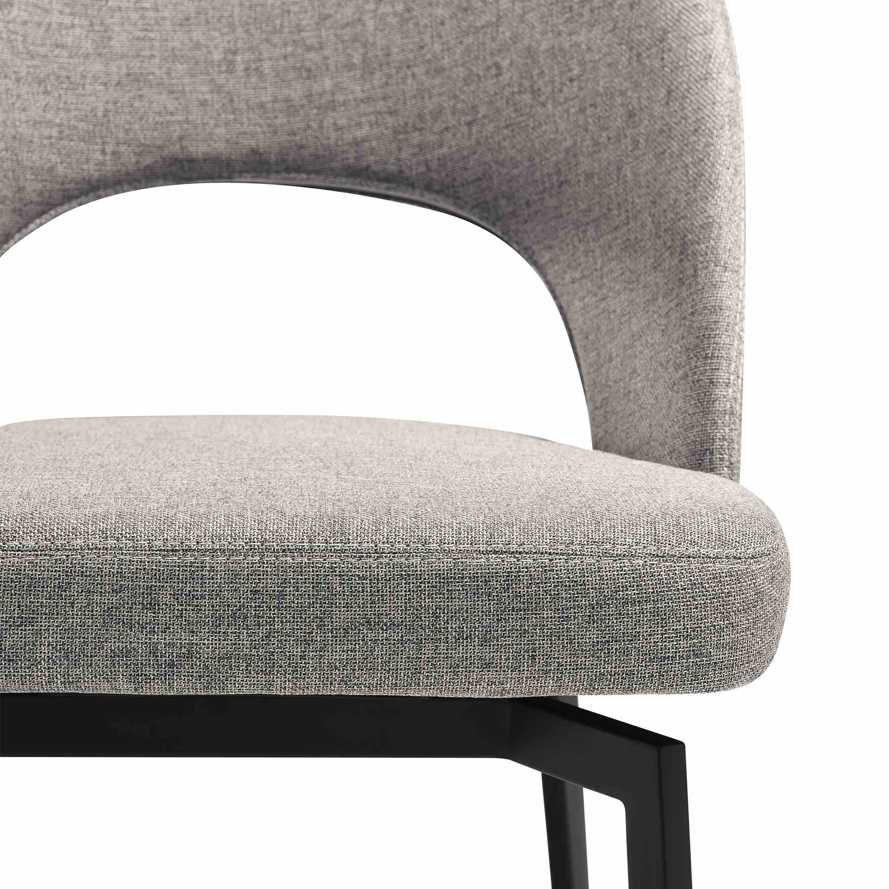 Lucia Swivel Upholstered Dining Chair in Gray Fabric with Black Metal Legs - Set of 2 - Image 7