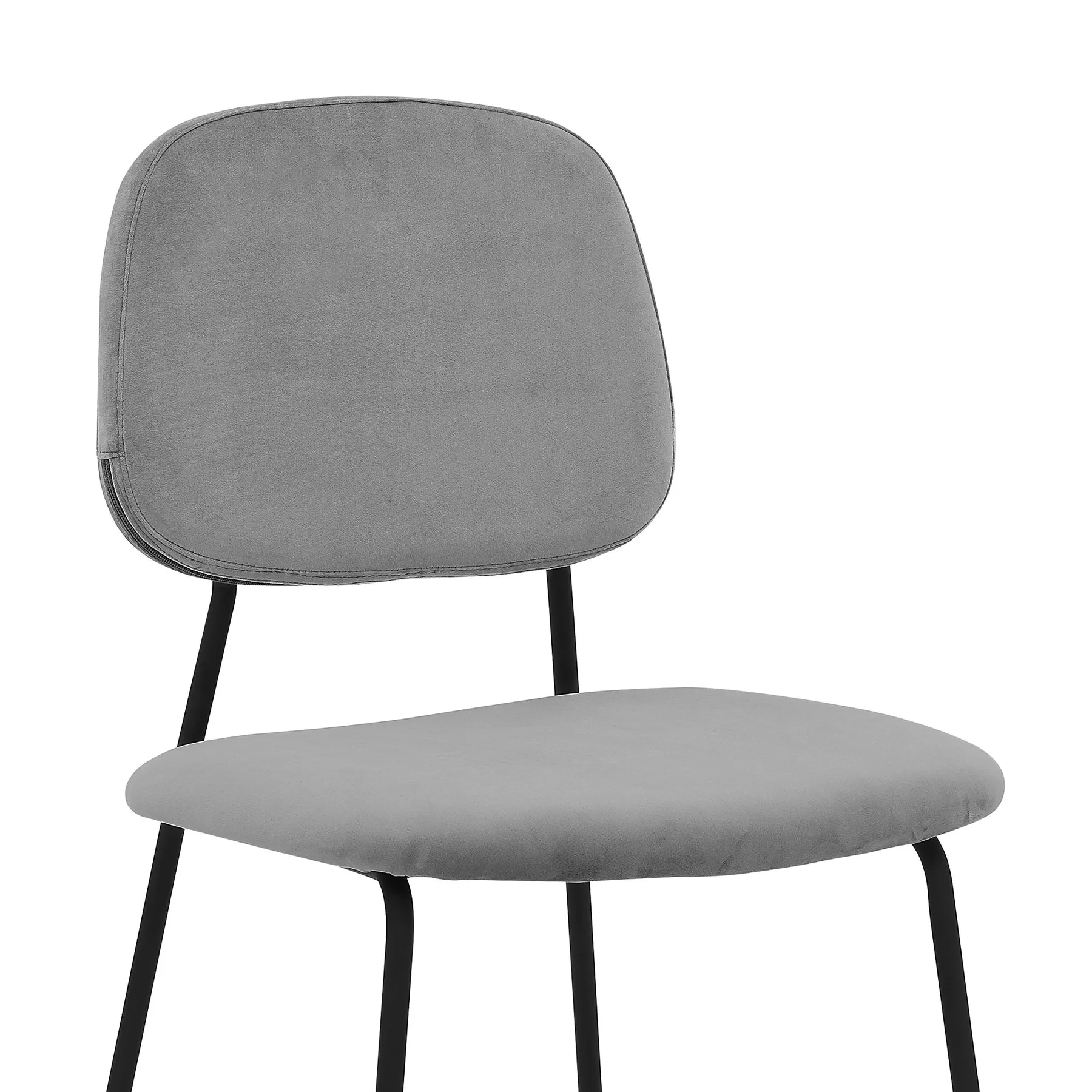 Lucy Gray Velvet and Metal Dining Room Chairs - Set of 2 - Image 5