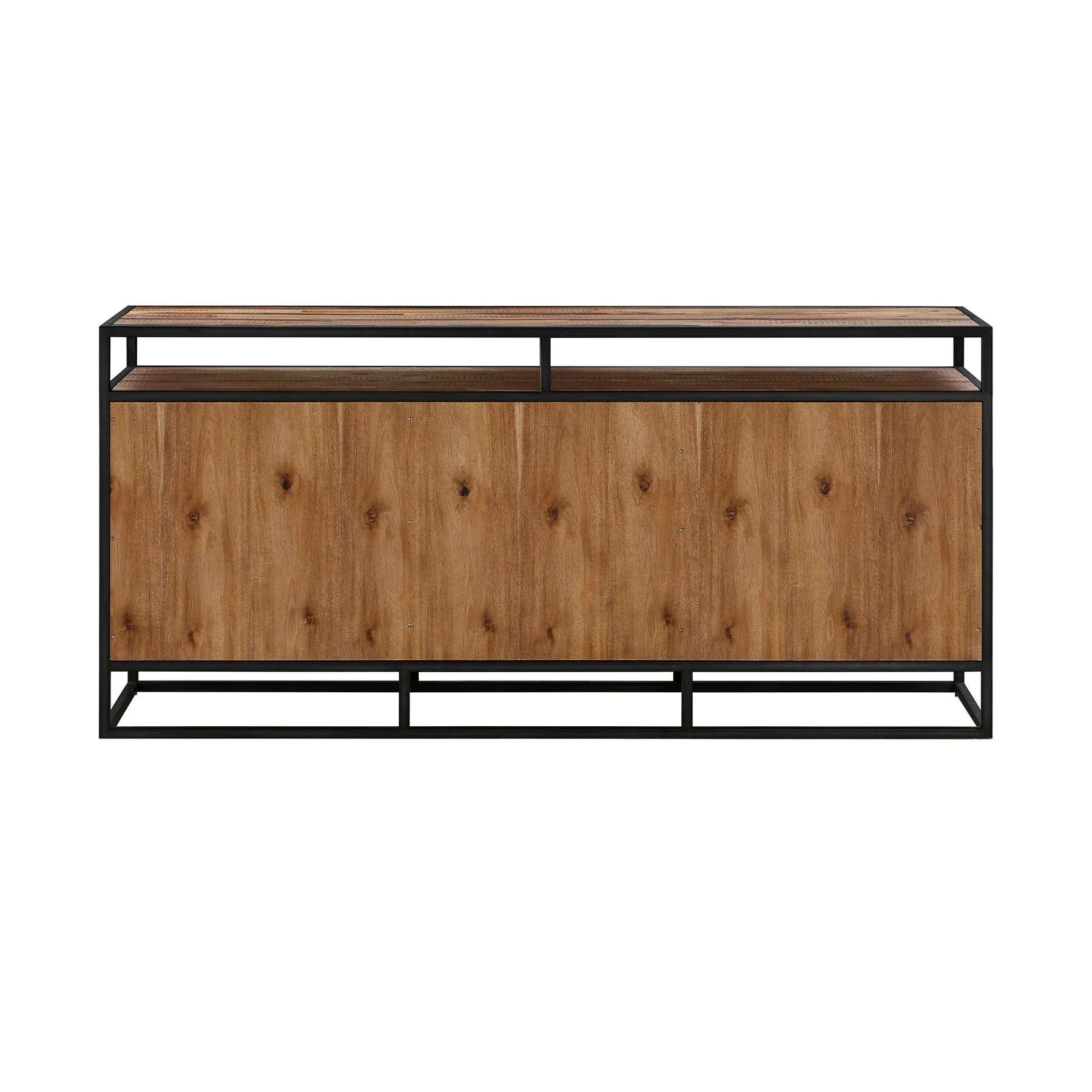 Ludgate 3 Drawer Sideboard Buffet in Acacia and Black Metal - Image 4
