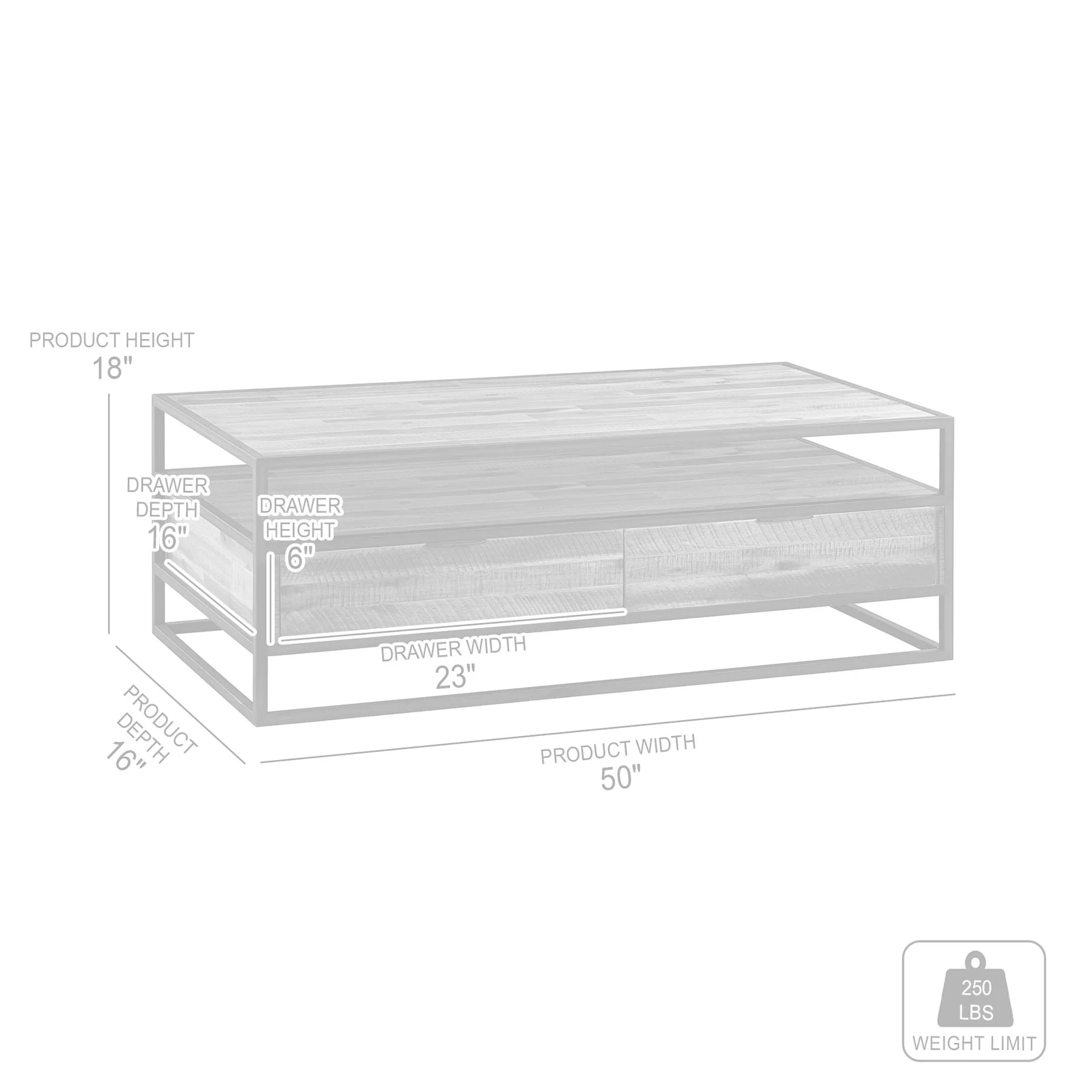 Ludgate Rectangle Coffee Table with Shelf in Acacia and Black Metal - Image 6