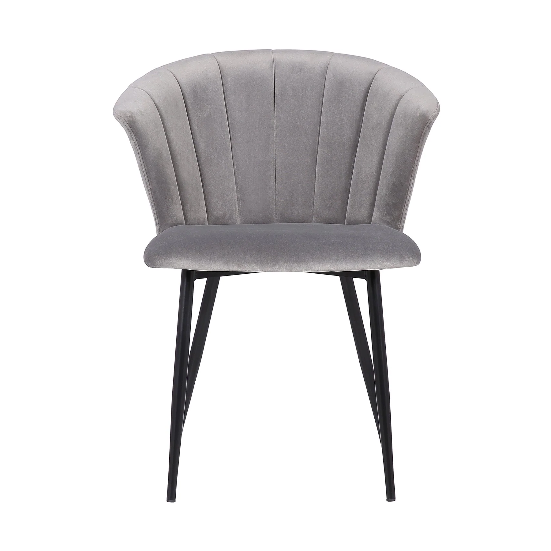 Lulu Contemporary Dining Chair in Black Powder Coated Finish and Gray Velvet - Image 2