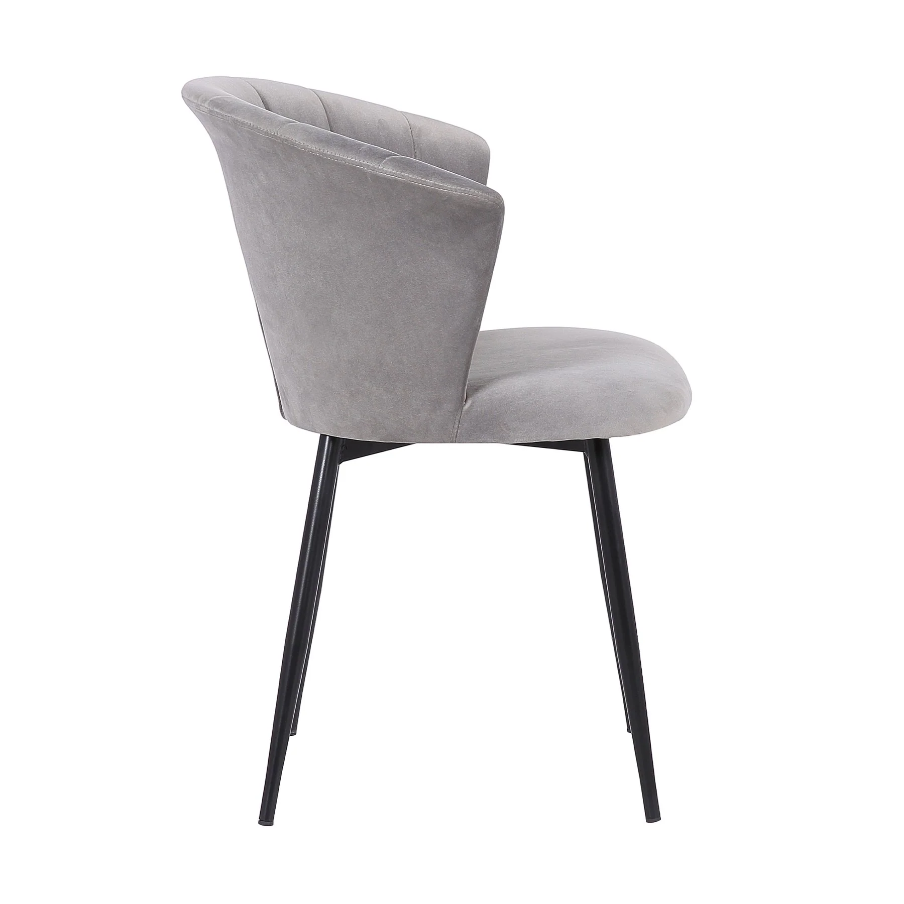 Lulu Contemporary Dining Chair in Black Powder Coated Finish and Gray Velvet - Image 3
