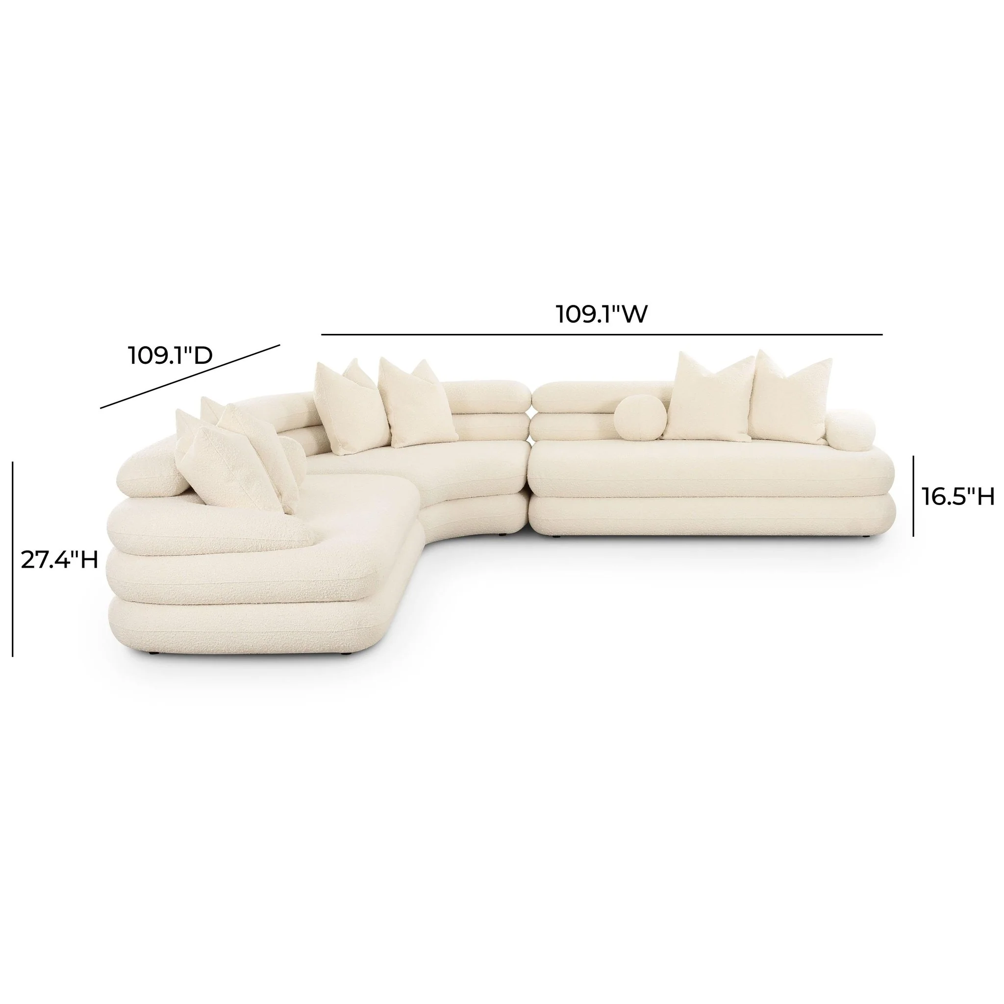 Lulu Cream Boucle Modular Curved Sectional - Image 6