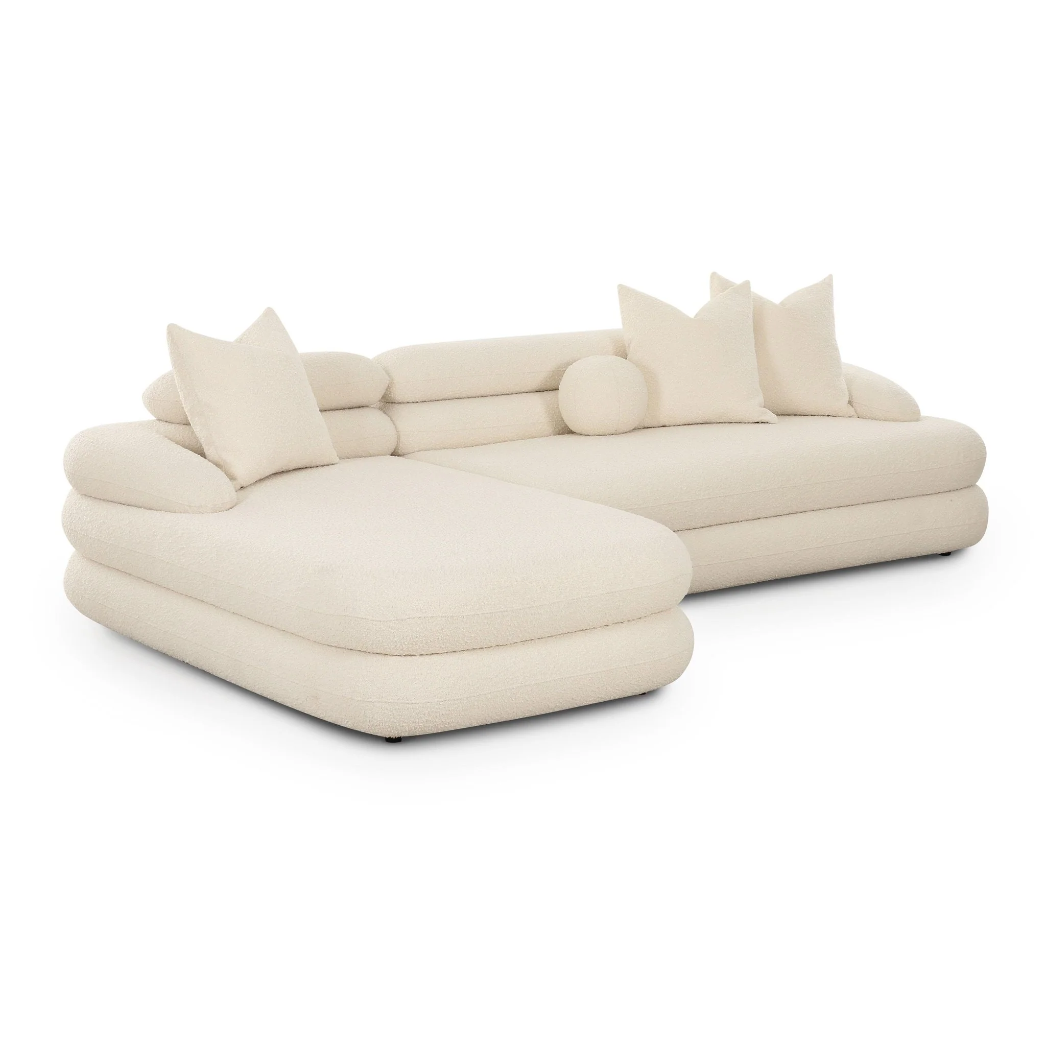 Lulu Cream Boucle Modular LAF Sectional - Image 3