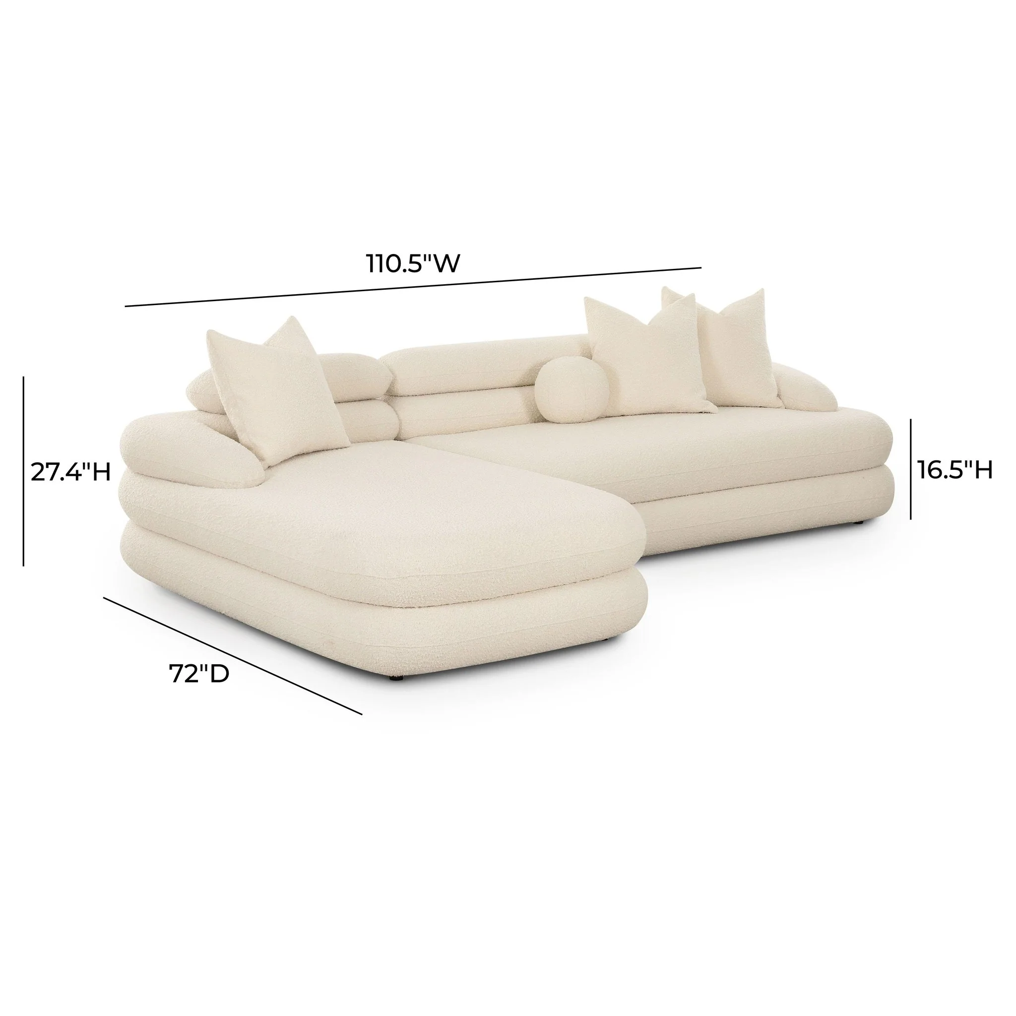 Lulu Cream Boucle Modular LAF Sectional - Image 6