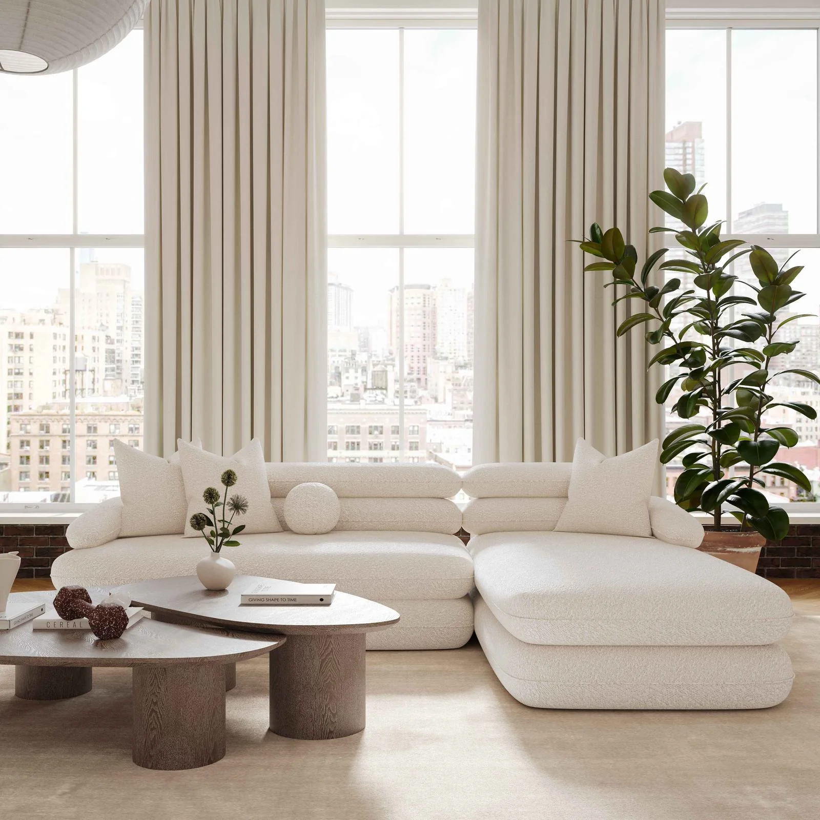 Lulu Cream Boucle Modular RAF Sectional - Image 2