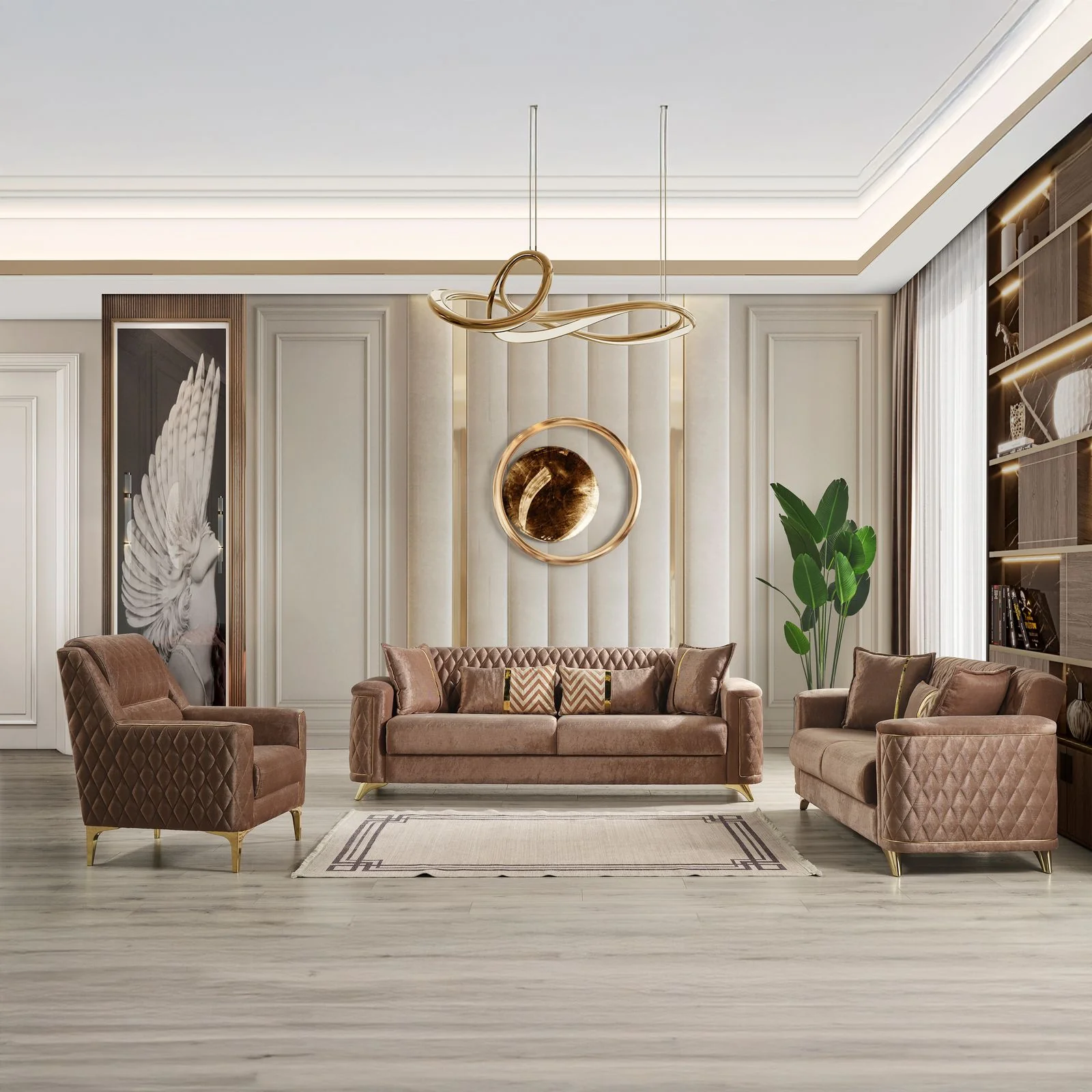 Luna 3 Pc Living Room set Copper - Image 16