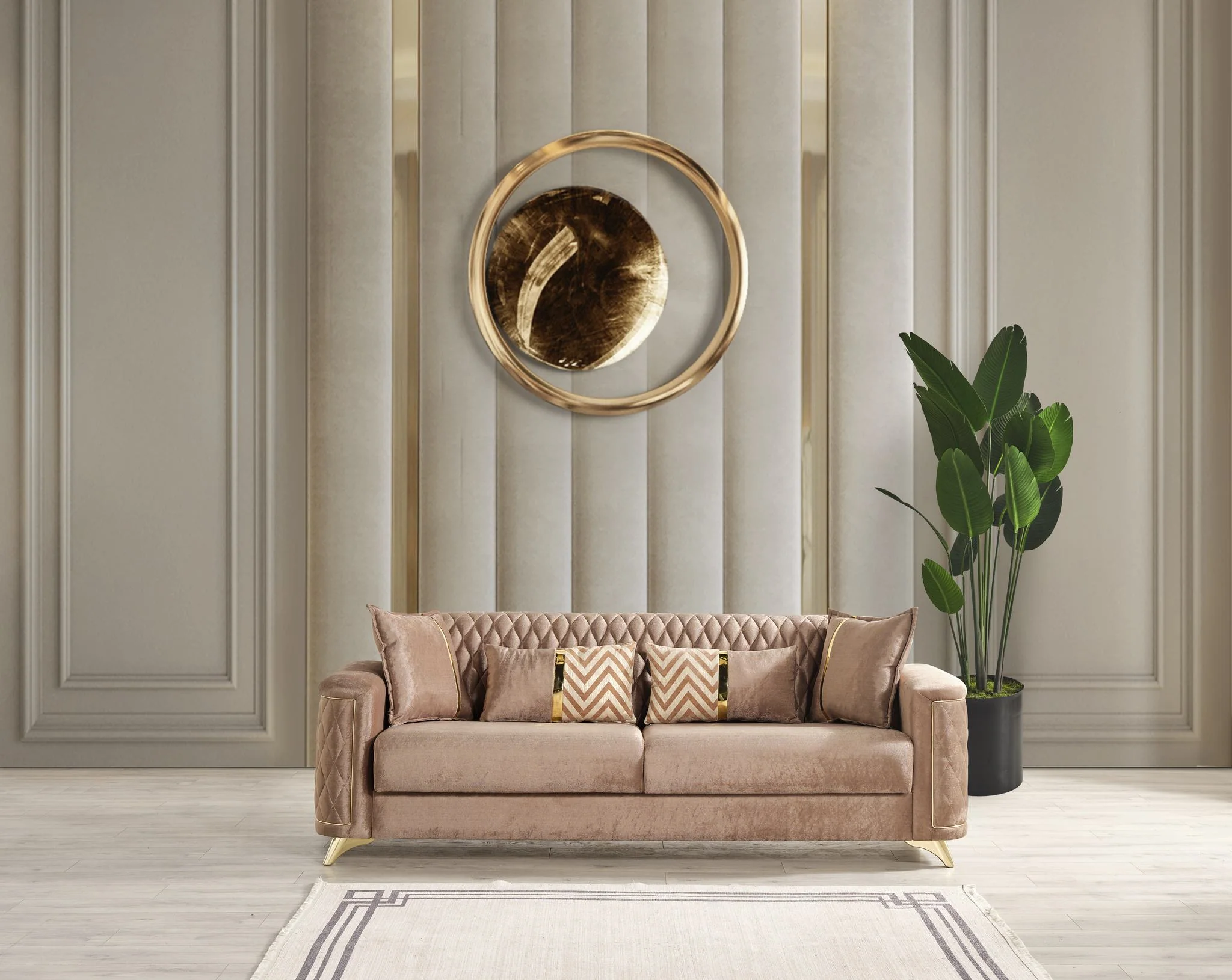 Luna 3 Pc Living Room set Copper - Image 2