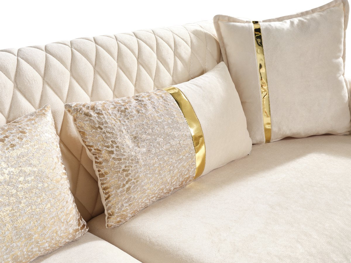 Luna 3 Pc Living Room set Ivory - Image 5