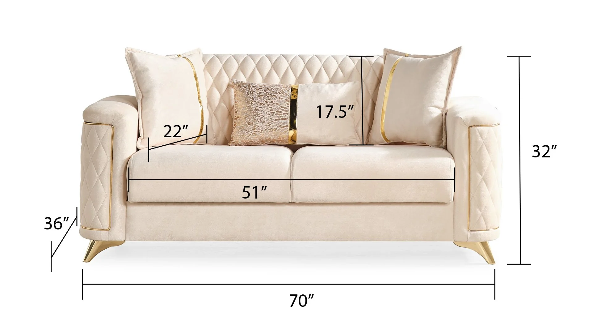 Luna Loveseat Ivory - Image 5