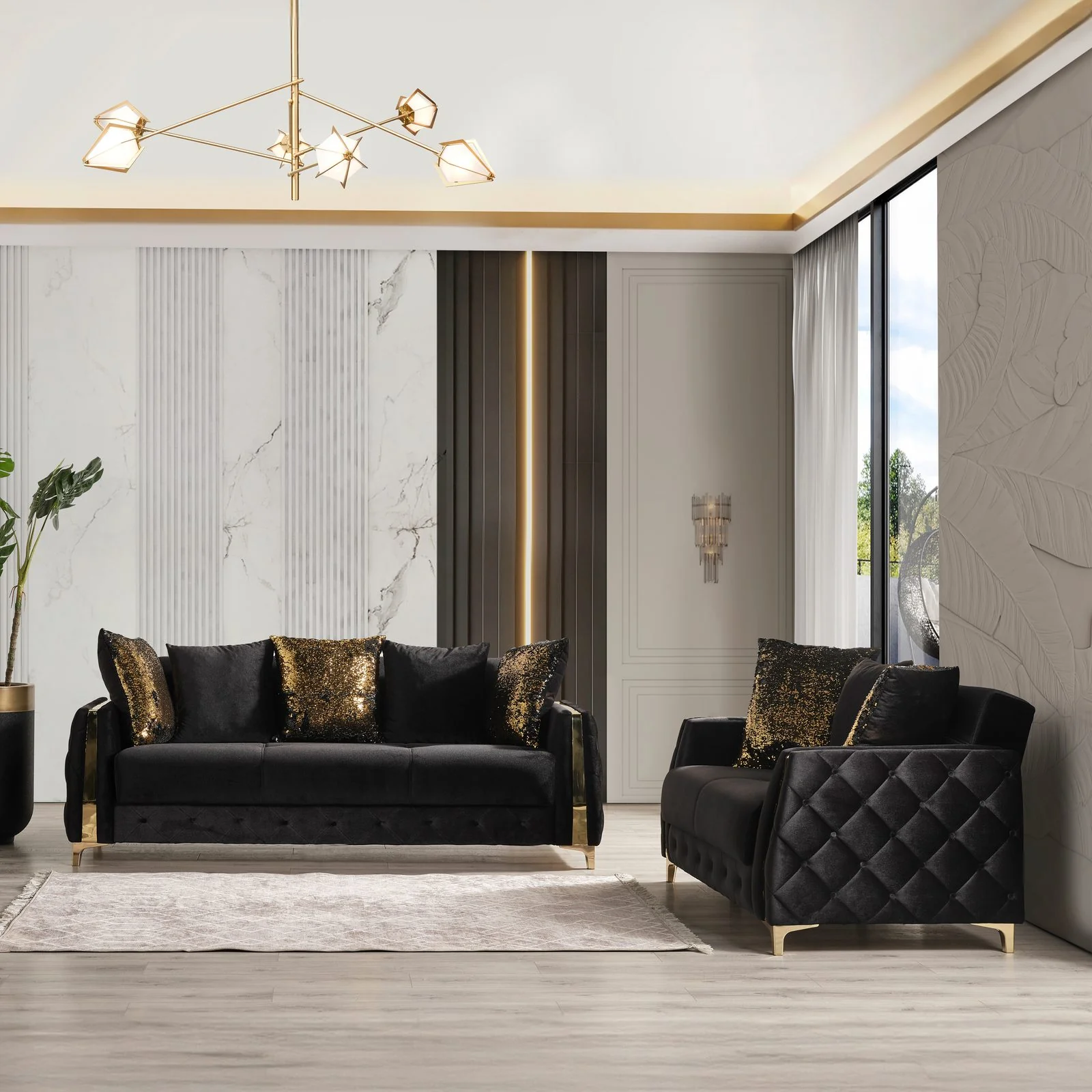 Lust 2PC Living Room Set Black - Image 12
