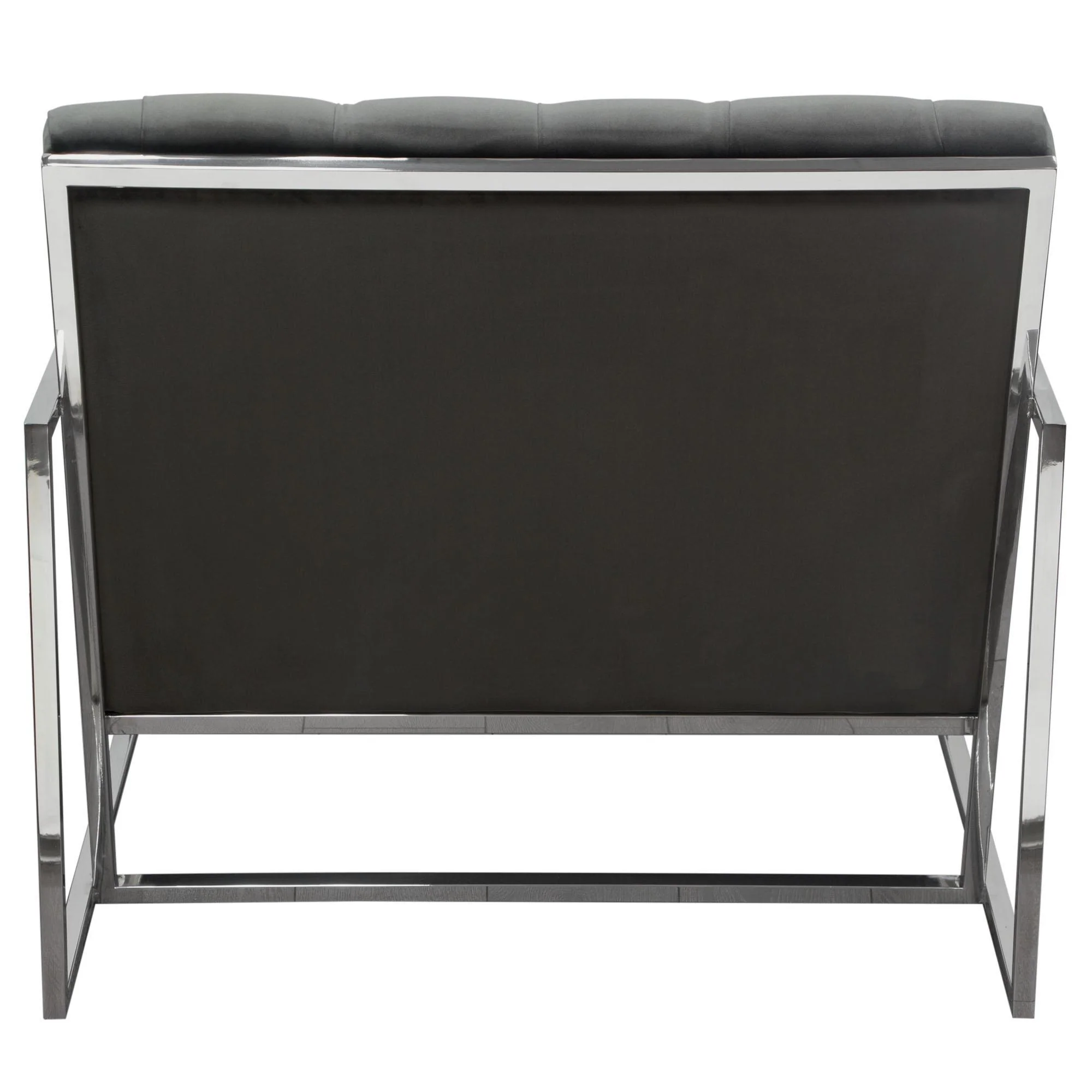 Luxe Accent Chair in Dusk Grey Tufted Velvet Fabric with Polished Stainless Steel Frame by Diamond Sofa - Image 6